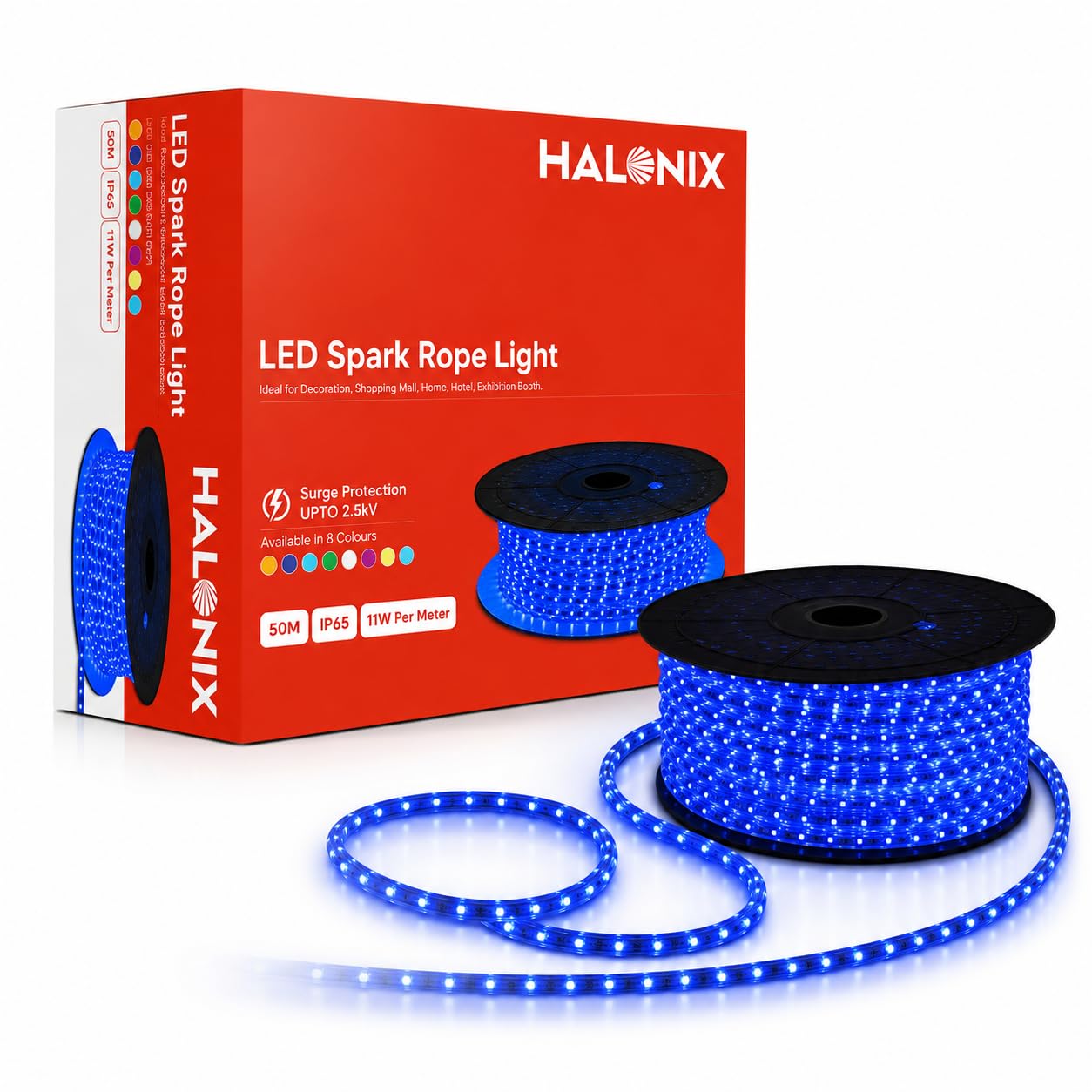 Halonix 50 Meter LED 120 Led/MTR Rope Light for Home Decoration | IP65 Certified, BIS Approved | Indoor and Outdoor use | Direct Plug-in | 700 Lumens in Every Meter | Pack of 1 (Blue)-image-16