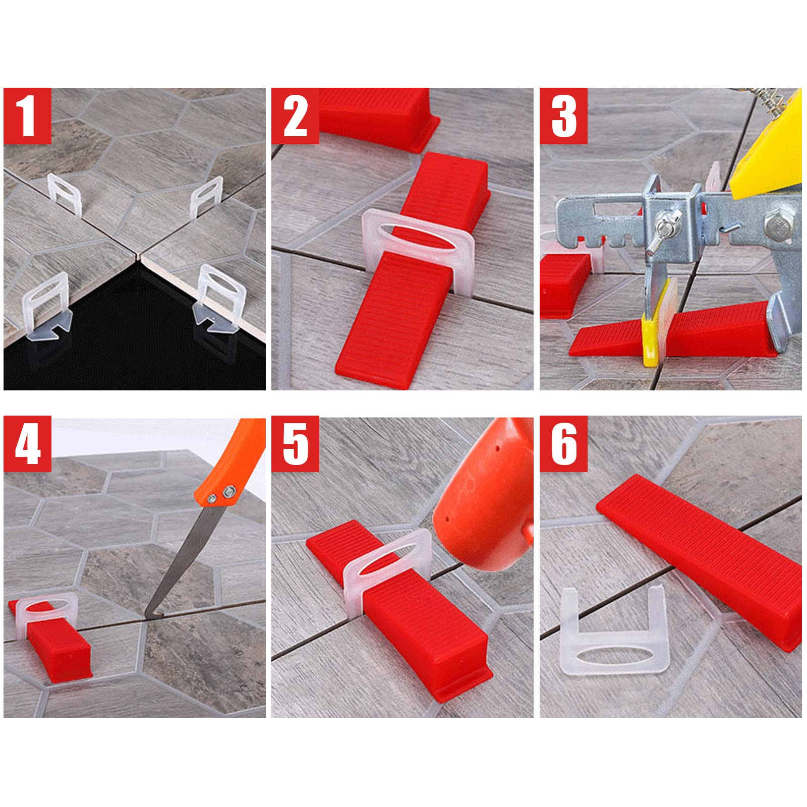 Set di 601 Sistema di Livellamento, Linguetta di Livellamento 1.5 mm, con 500 Linguette di Trazione, 100 Cunei Riutilizzabili, 1 Pinza per Aiutare la Posa di Piastrelle 6-15 mm di Spessore