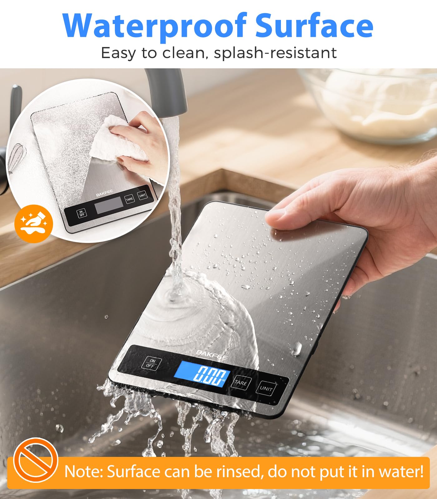 Digitale Küchenwaage, 1 g, Lebensmittelwaage mit LCD-Display mit Vollansicht mit Hintergrundbeleuchtung, Gramm und Unzen, zum Backen, Kochen, Lebensmittelgrau