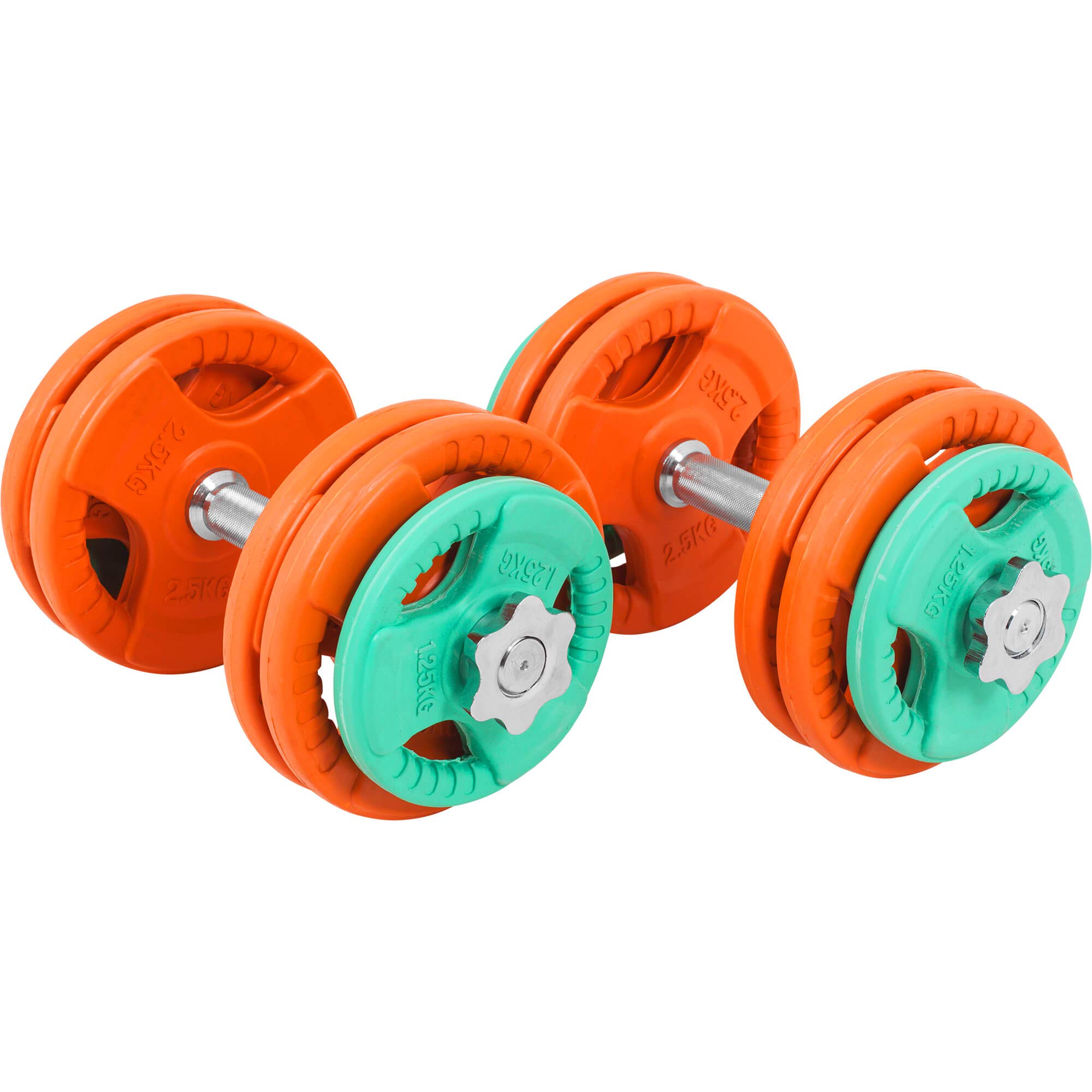 GORILLA SPORTS® Kurzhantelset 30 kg, 2er Set, Gusseisen, Gummi Gripper | 4 x 1,25 kg und 8 x 2,5 kg Hantelscheiben, 30/31 mm, Sternverschluss/Federverschluss, Griff gerändelt; Hantelset, Kurzhanteln