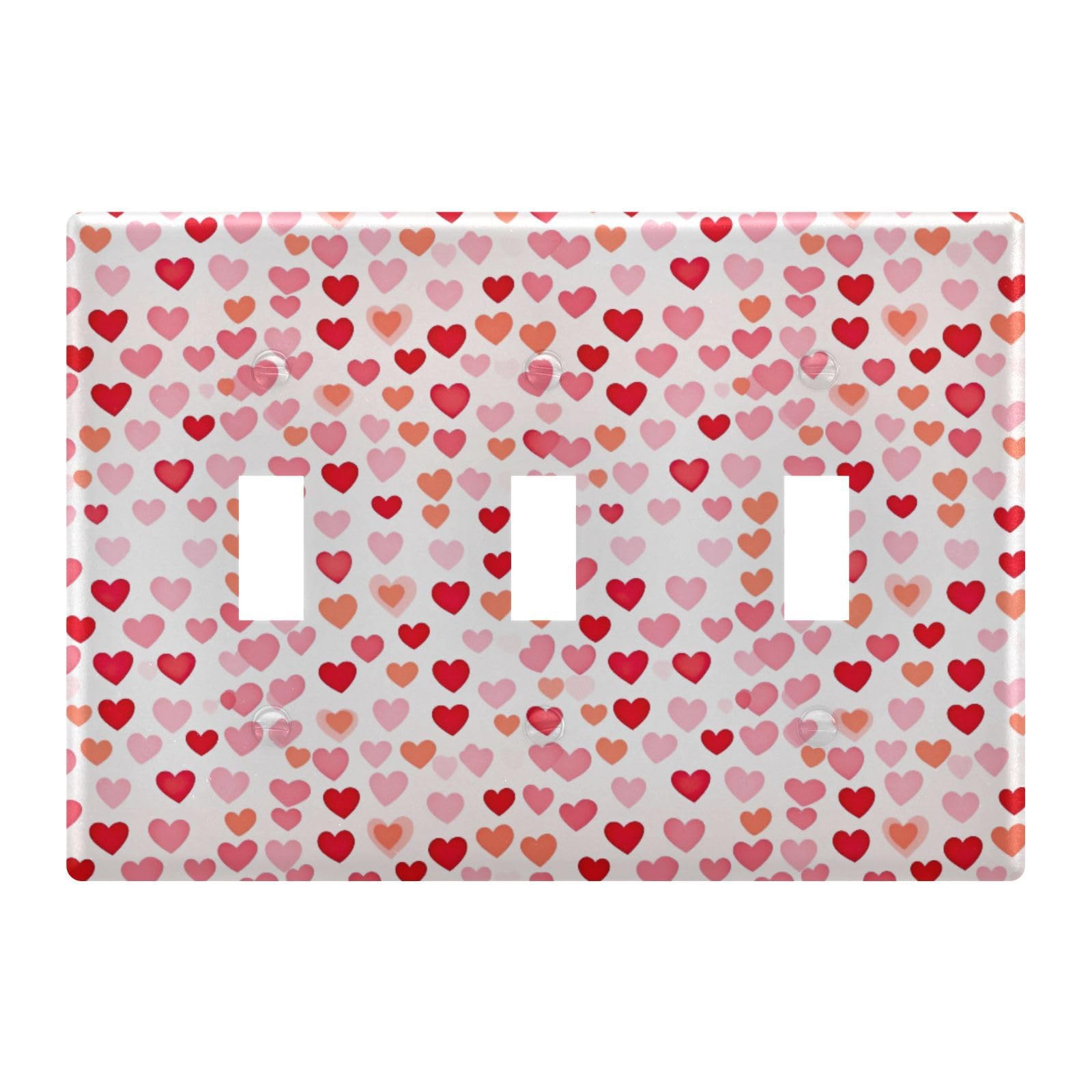 Light Switch Cover Red Heart Valentine Wall Plates for Electrical Outlets 3 Gang 202a8772