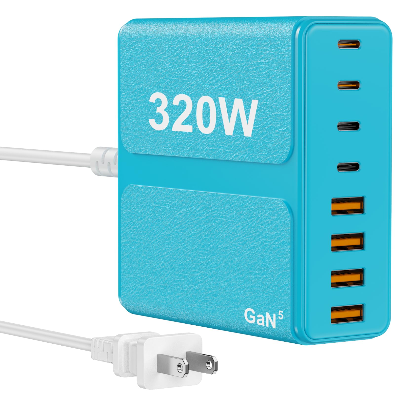 Bloque de carga USB C de 320 W, estación de carga USB C de 8 puertos PD 65 W para PC, adaptador de cargador rápido para MacBookPro/Air, DELL, iPad, estación de carga portátil para iPhone
