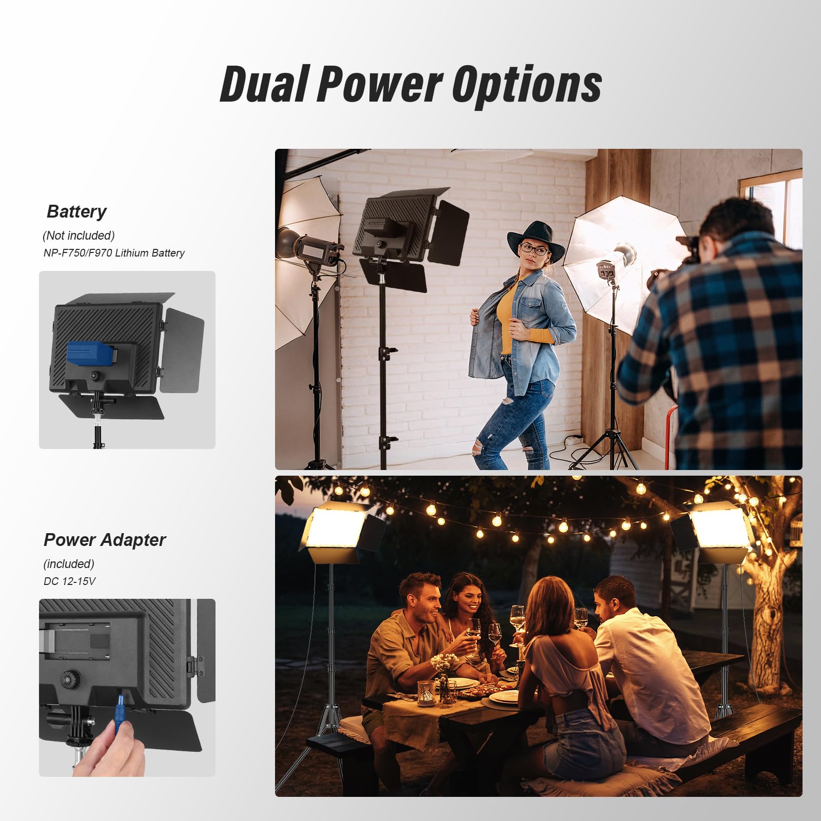 Soonpho 2-Pack Bi LED Video Licht Panel Set mit Scheunentor 2500-6500K Dimmbar 20W Light Fotografie Studio Beleuchtung mit Stativ Stand und Handy Halterung für Video YouTube Live Streaming