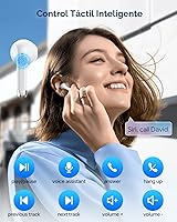 Vista 5 de Auriculares inalámbricos Bluetooth 5.3, reproducción de 40 horas, auriculares estéreo con pantalla LED, estuche de carga IPX7, auriculares