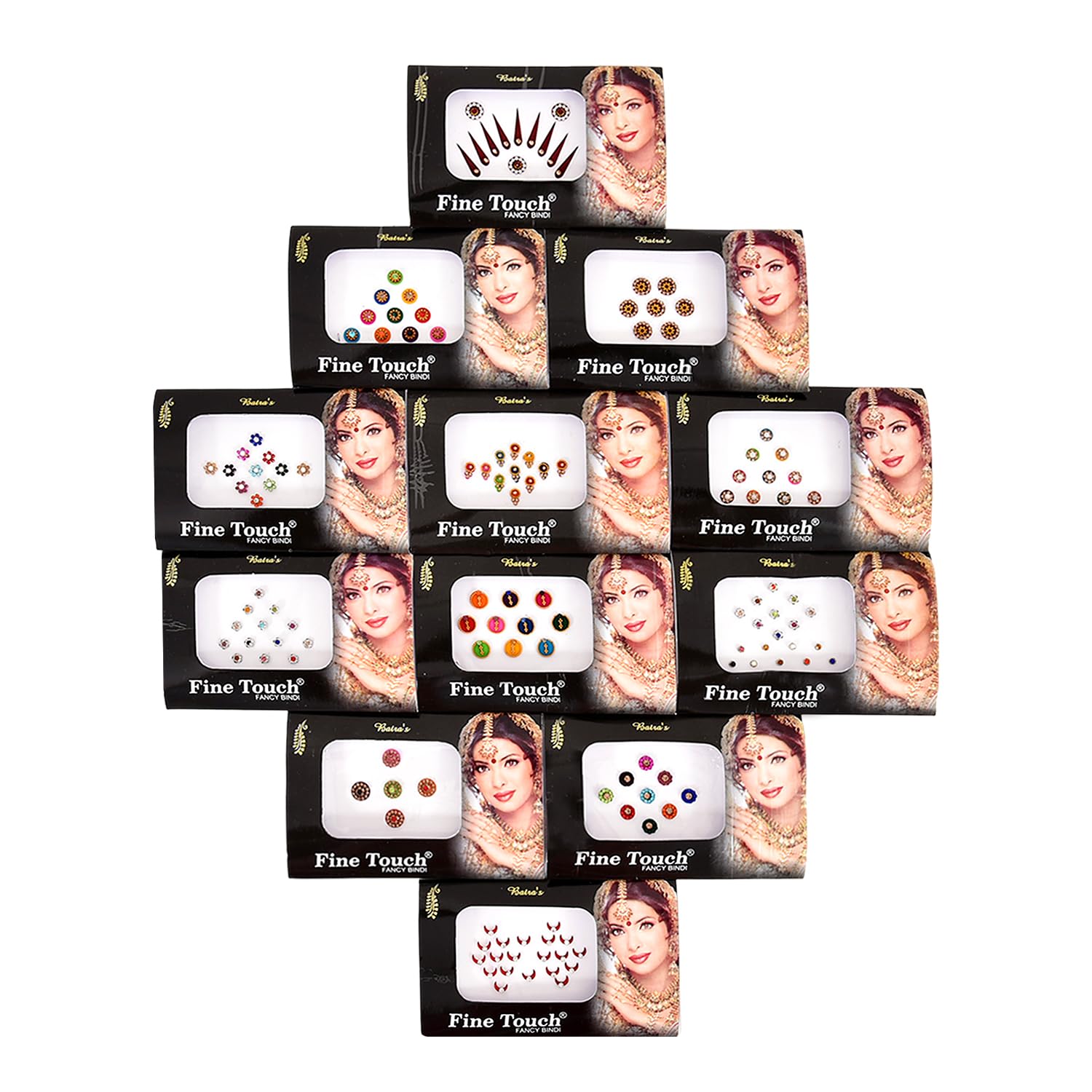 6 Packs- 42 Self-Adhesive Bindis Small to Long Forehead Tika 1 Count (Pack of 6)