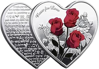 Rose Commemorative Coin, Heart-Shaped Collectible Coins, Gold and Silver Love Commemorative Coins, Lucky Souvenir Coin Heart Art Collection Coin Gift for Valentine Day