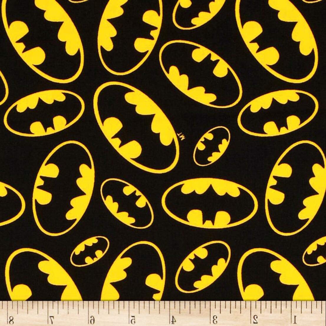 Camelot Black Fat Quarter Batman Logo On 100% Cotton Quilting Fabric