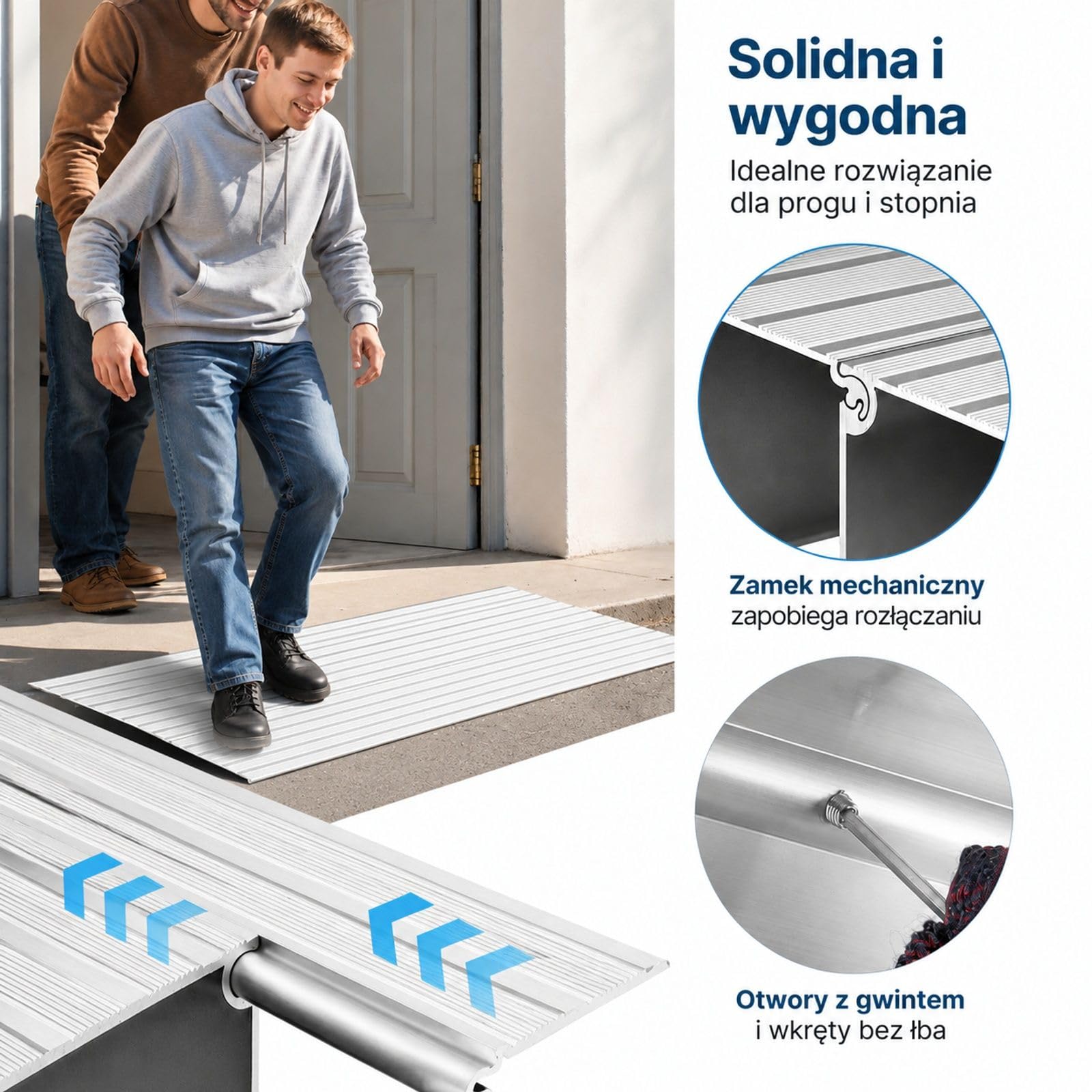 Rampa progowa ze stopu aluminium do wejścia domowego, stopni, ów, rowerów i trójkołowców