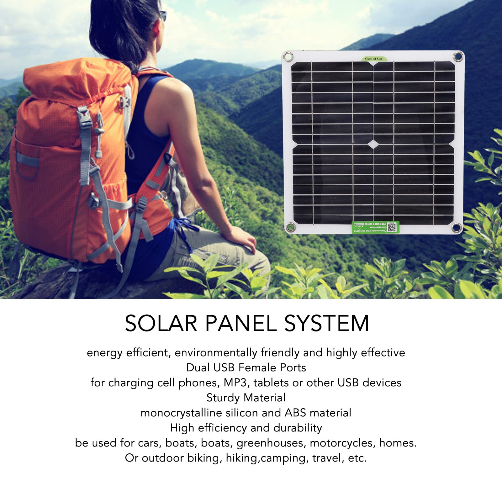 Marhynchus Kit de Panel Solar de 40W DC12V a 220V 220W Kit de Cargador Solar con Puertos USB Duales para Acampar Al Aire Libre Cas de Senderismo Casas