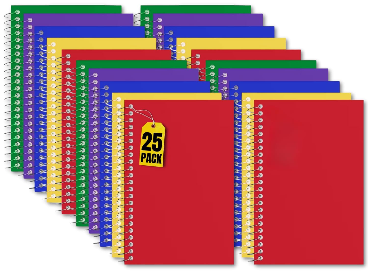 1InTheOffice Wirebound Spiral Memo Books, Memo Pads, 4" x 6", College Ruled, Small Notepad 4x6, Assorted, 50Sheets/Pad, 25 pack