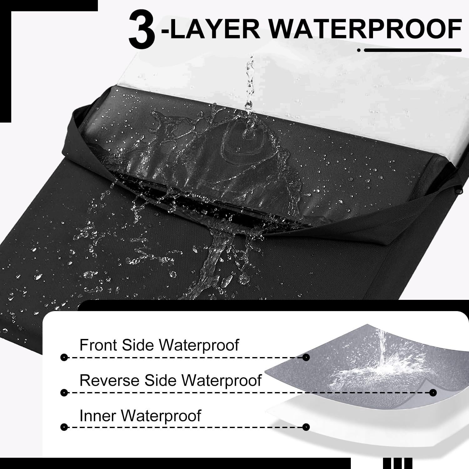 Set di cuscini per sedia da giardino da esterno, impermeabili, con lacci, spessore 3 cm, 40 x 40 cm, 4 pezzi, ideali per patio, cucina e sala da pranzo, colore nero.