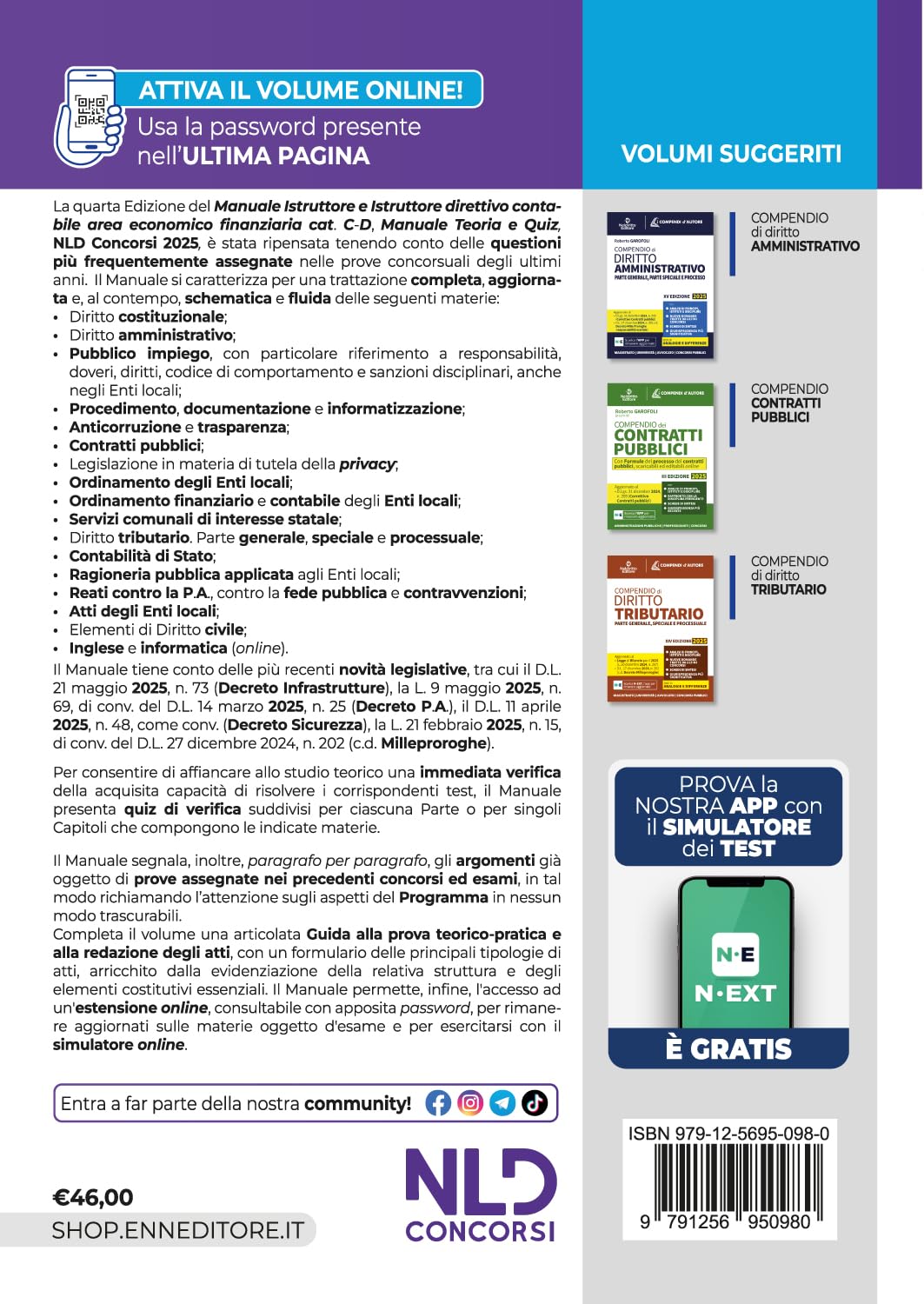 Manuale istruttore e istruttore direttivo contabile area economico finanziaria cat. C-D con teoria e quiz e raccolta precedenti tracce. Con software di simulazione