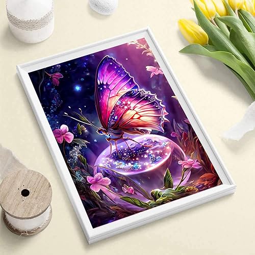 Miniatura 3 de Snowplanet Kits de pintura de diamantes de mariposa, pintura de diamante de taladro completo, arte de diamantes 5D, arte de gemas para decoración