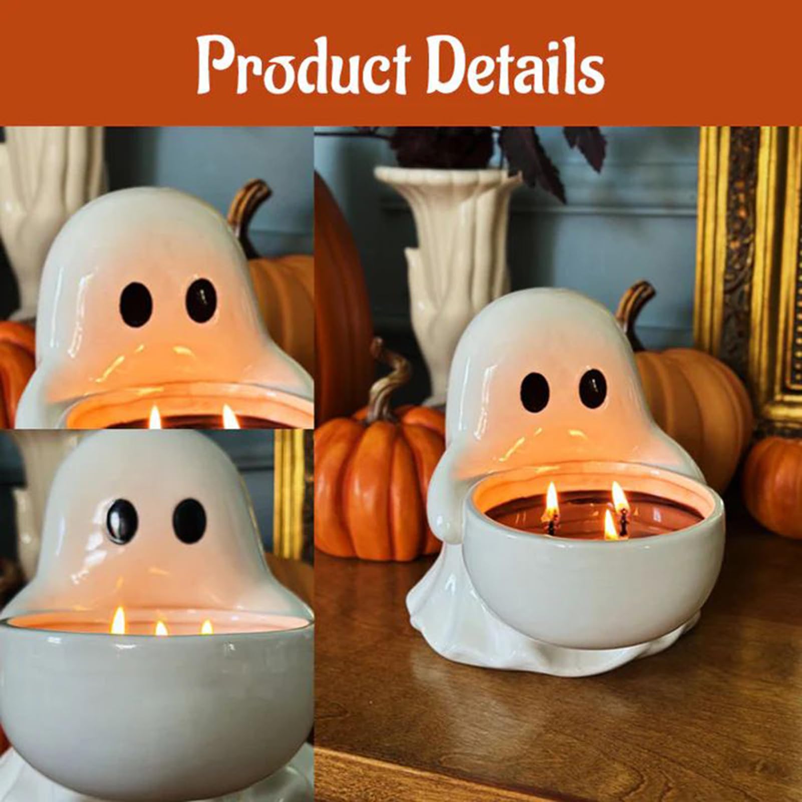Amazon.co.jp: ハロウィンキャンドルホルダー、ゴーストフィギュア