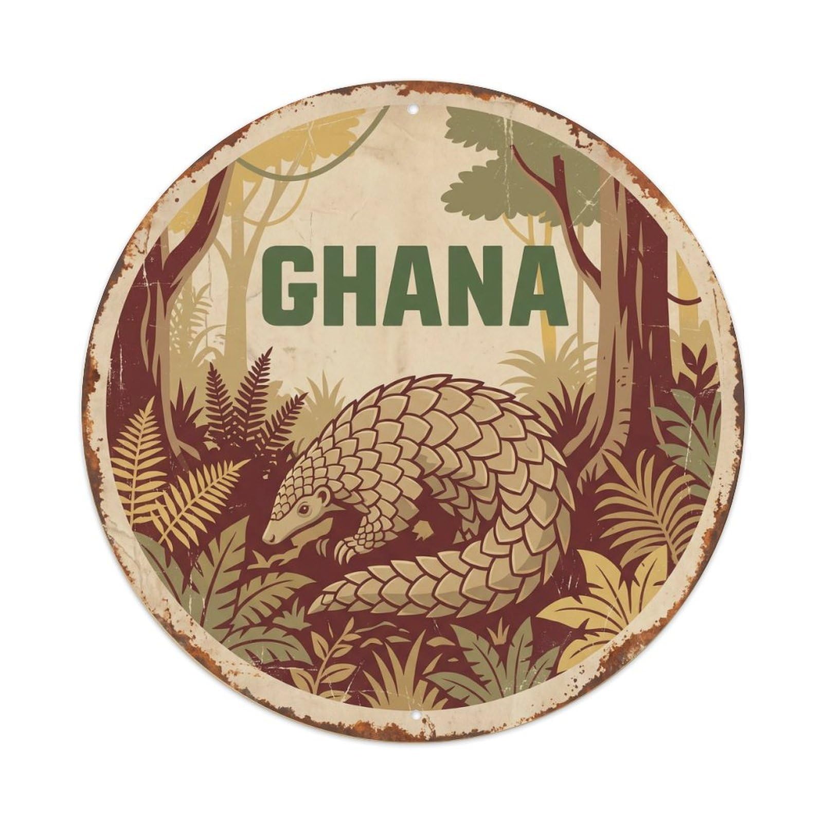 Ghana Pangolin Tropical Woodland Metal Tin Sign