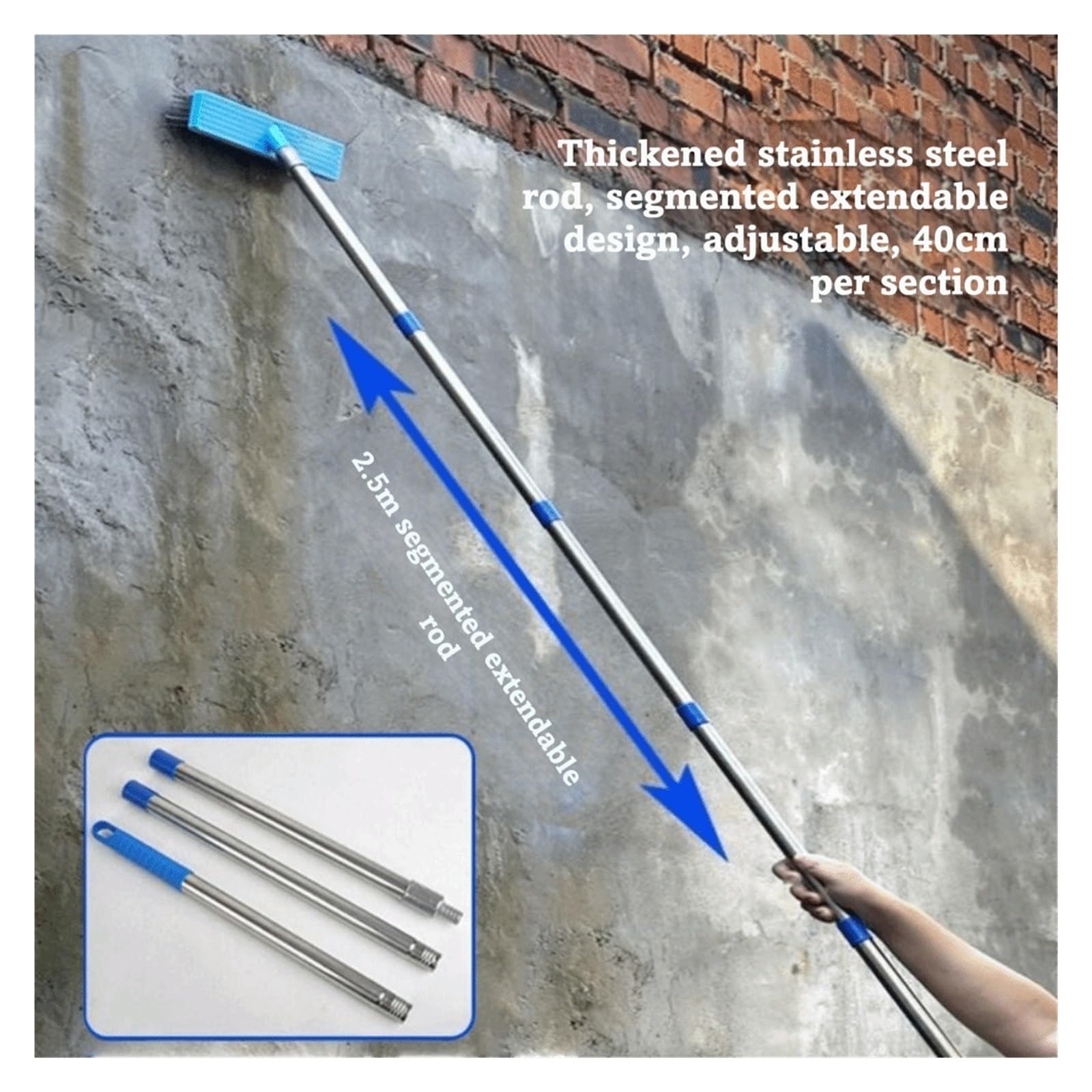 Spazzola per piscina Spazzola metallica for pavimenti con manico lungo
