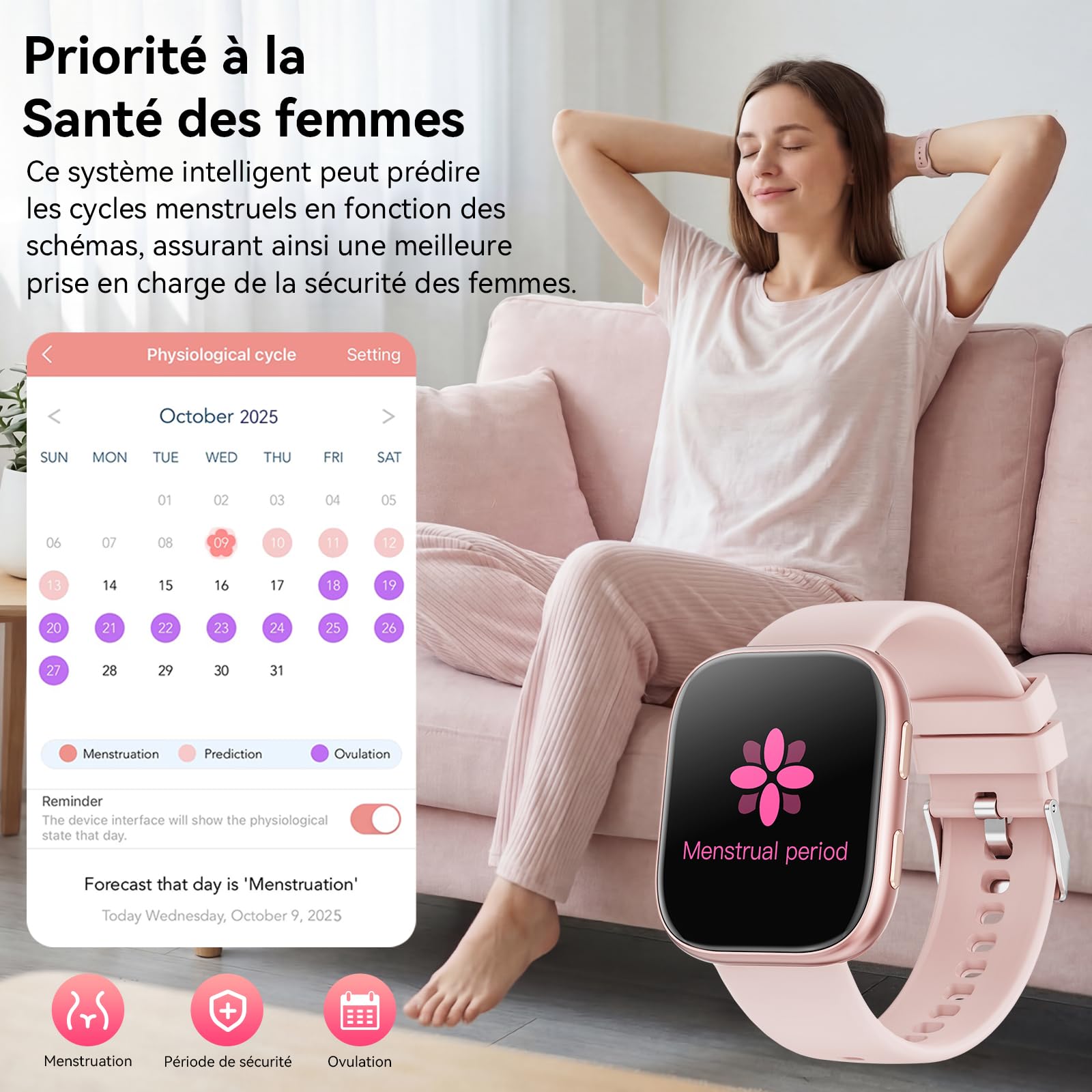 Smartwatch pour femme avec 7 bracelets et boîte cadeau, montre connectée HD de 1,83" avec appel Bluetooth, tracker d'activité avec SpO2, moniteur de fréquence cardiaque, moniteur de sommeil, podomètre