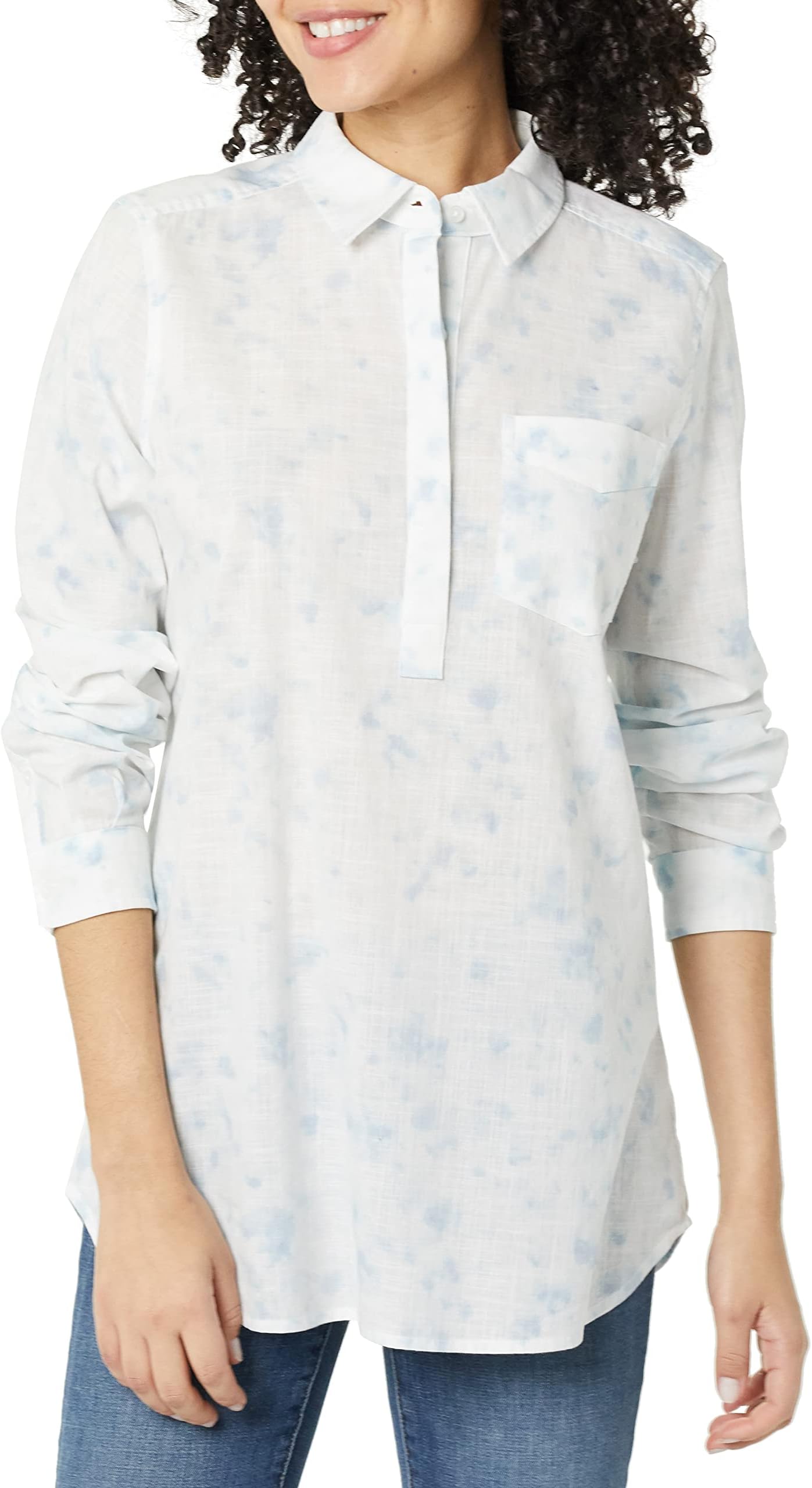 Goodthreads Women's Washed Cotton Long-Sleeve Popover Tunic