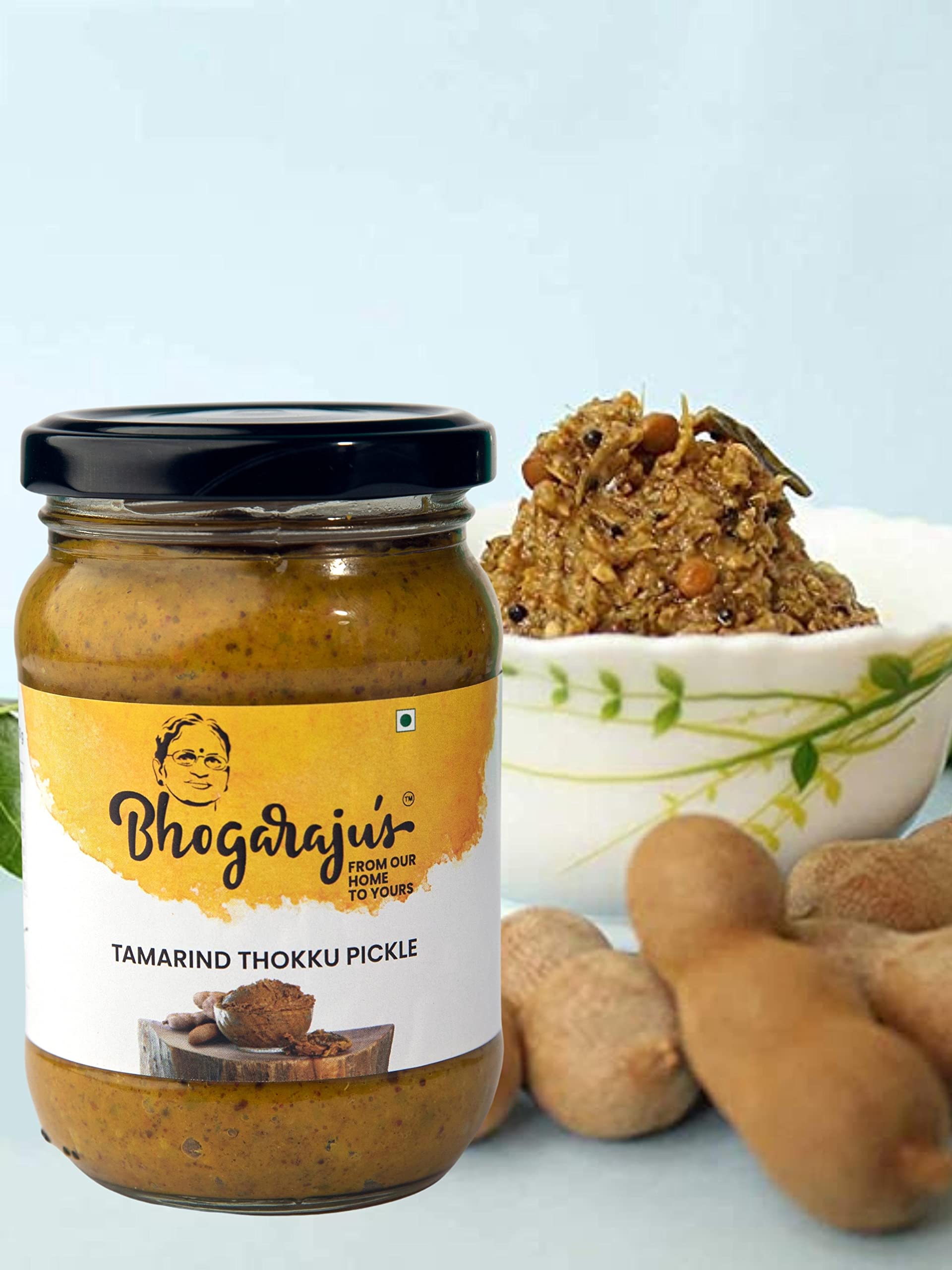 Bhogarajus Pickle Box Combo Pack 2 in 1 Green Tamarind Pickle 300g + South Indian Style Narthangai Pickle 300g - 100% Natural Pickle + 100gm Gift Pack Molaga Chutney Podi - Pack of 3 4