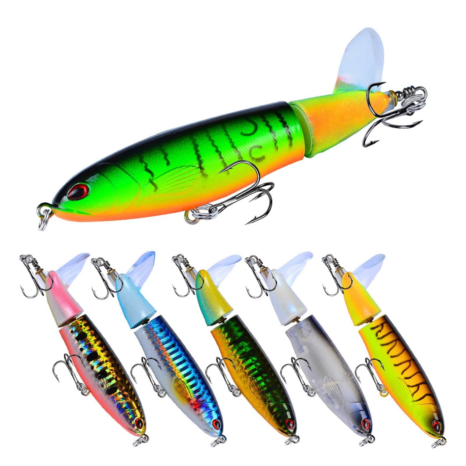 8 Pièces Ensemble 11 Cm/14.5 Cm Topwater Leurre De Pêche Popper Appât Dur Doux Rotatif Queue Matériel De Pêche Kit D'appâts De Pêche (Color : 8 Bait Mix, Size : 35G - 145mm)