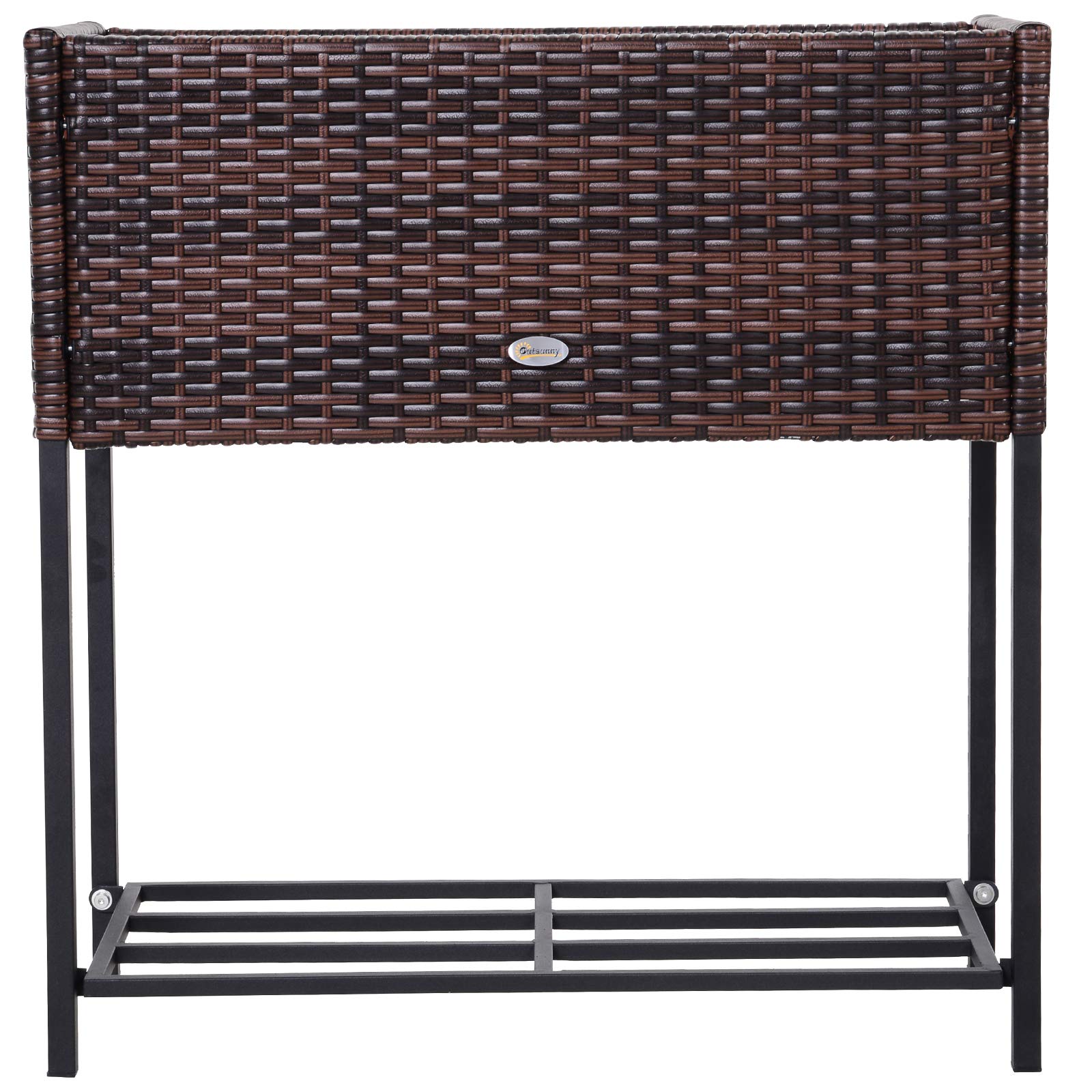 Outsunny Soporte para Jardinera Exterior para Huerto Urbano Mesa de Cultivo Jardinera Rectangular sin Fondo con Estante y Patas para Jardineras Macetas Tiestos 70x30x70 cm Marrón