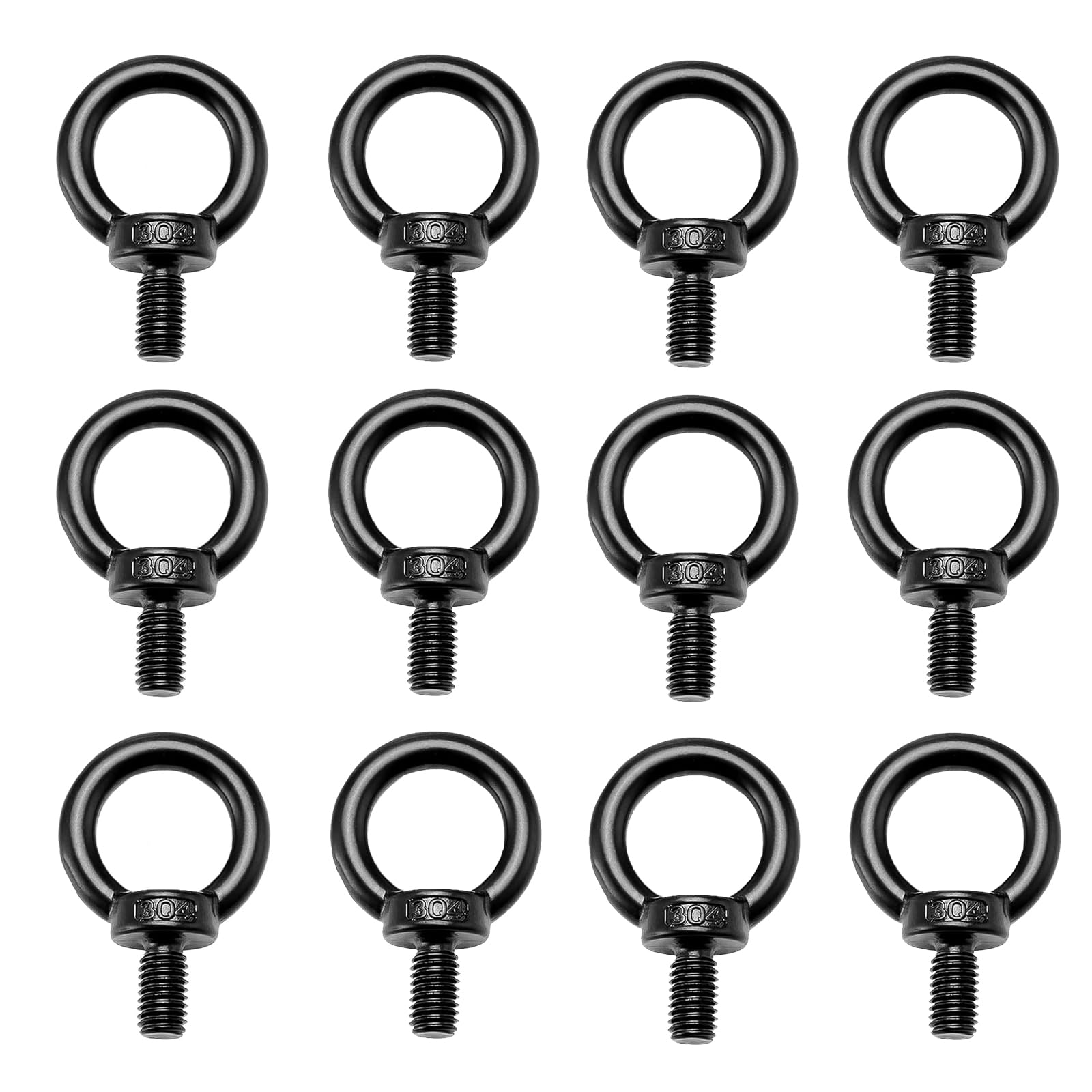 12 viti ad anello M8, in acciaio inox 304, A2V2A, con occhiello in ossido nero, viti ad anello, per appendere e fissare ornamenti da appendere, vasi da fiori