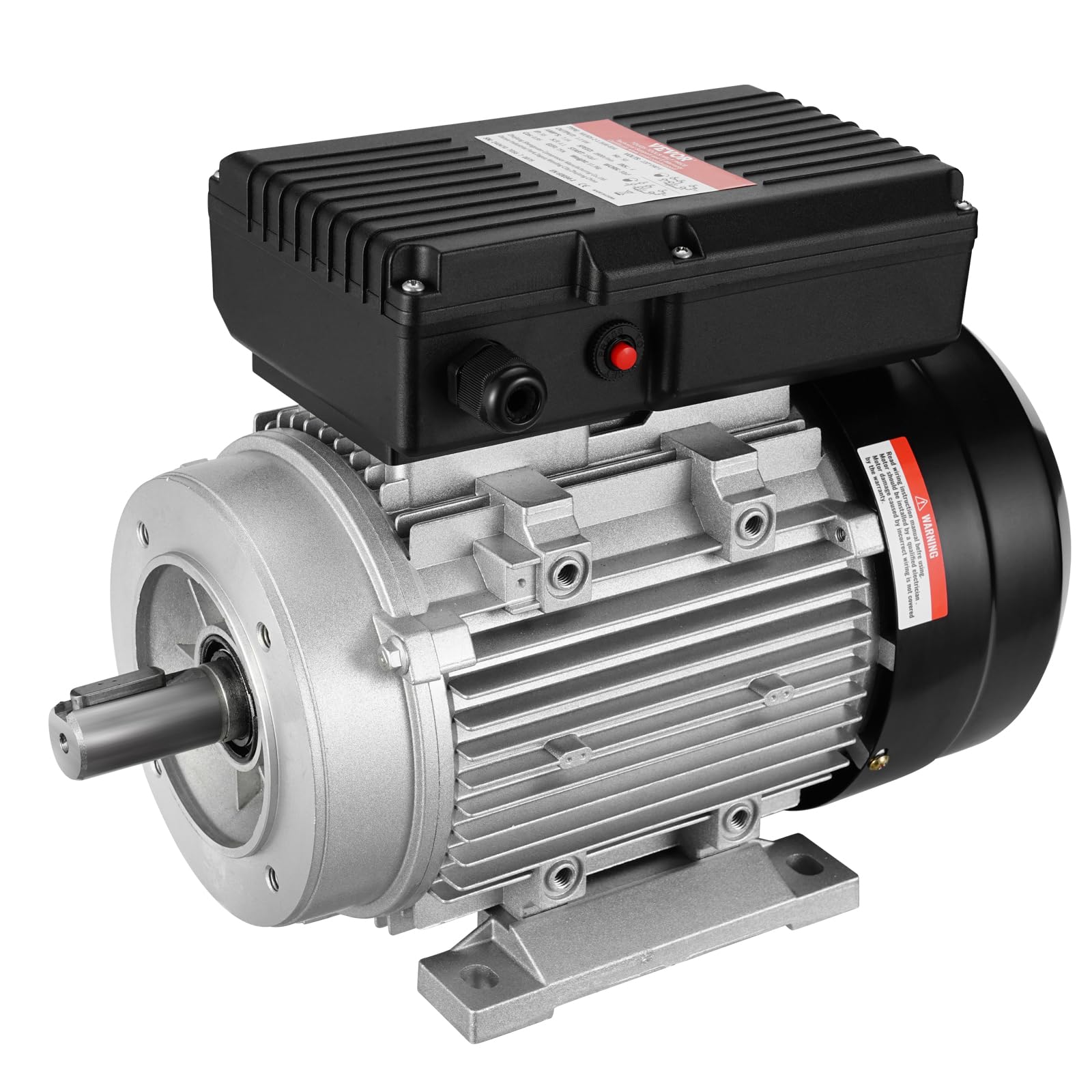VEVOR Moteur électrique 1,​1 kW moteur de compresseur d'air monophasé, 2800 tr/​min, CA 220-​240 V, 7,​1 A, cadre 90S, B34, arbre à clavette 24 mm, rotation CW/​CCW pour machines agricoles et équipements