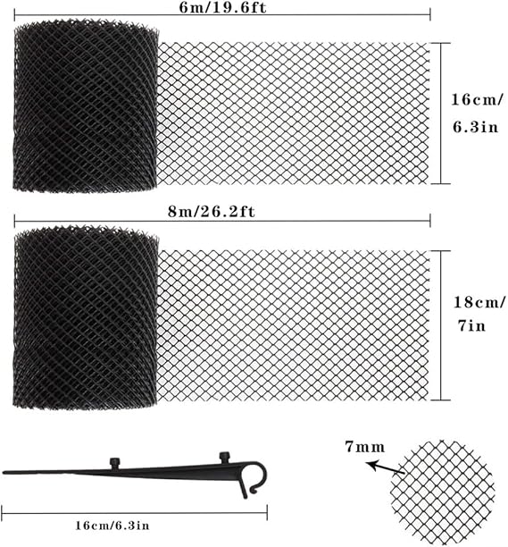 Gutter Guard 18cm x 8m Plastic Gutter Protection Net Roll Protector Covers Without Clips