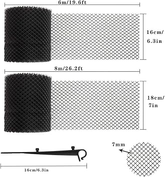 Gutter Guard 18cm x 8m Plastic Gutter Protection Net Roll Protector Covers Without Clips