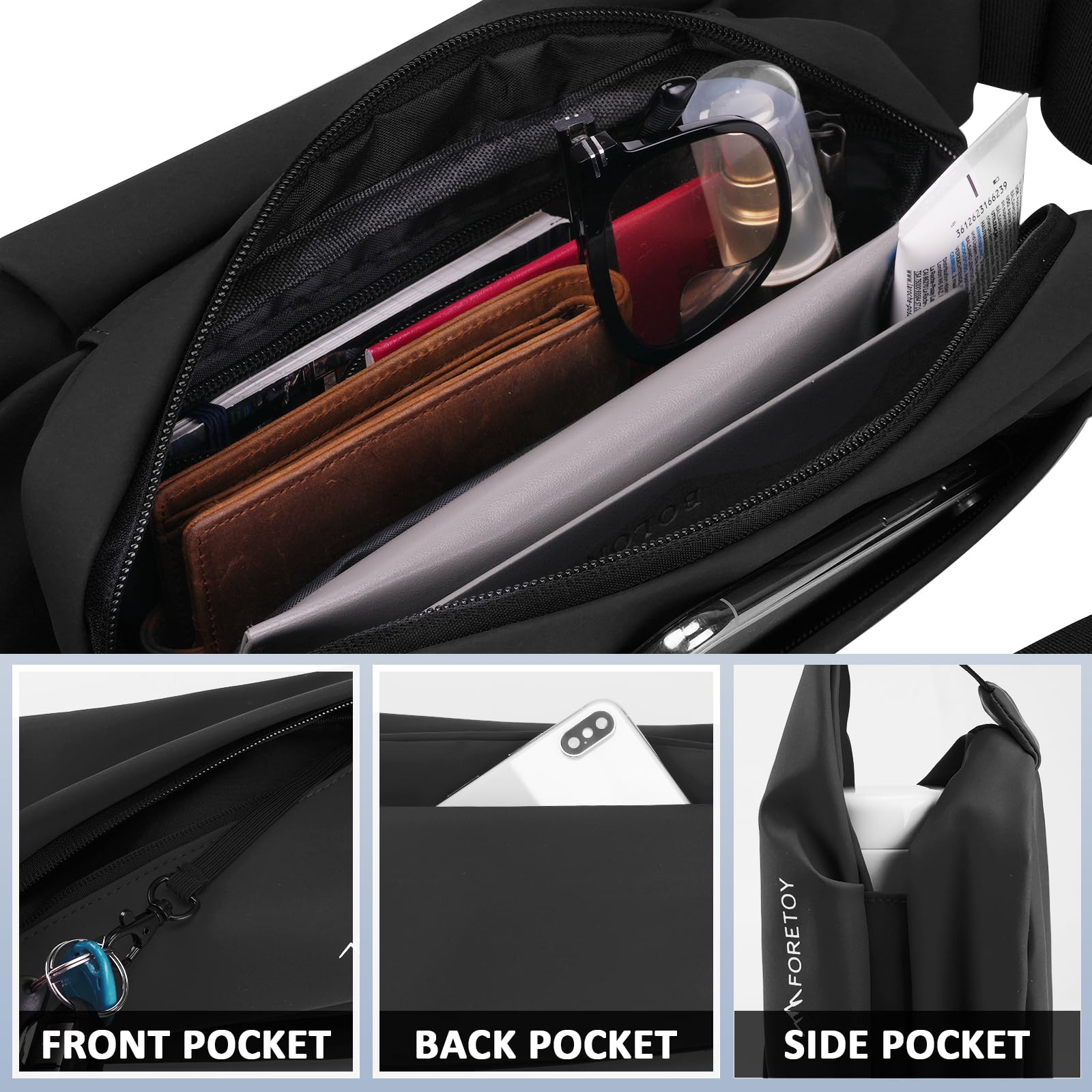 Marsupio Uomo Donna, Marsupio Grande Multitasche, Marsupio Impermeabile, Fanny Pack Bag con Cinturino Regolabile, Marsupio Sportivo per Viaggio Ciclismo Running Trekking Campeggio