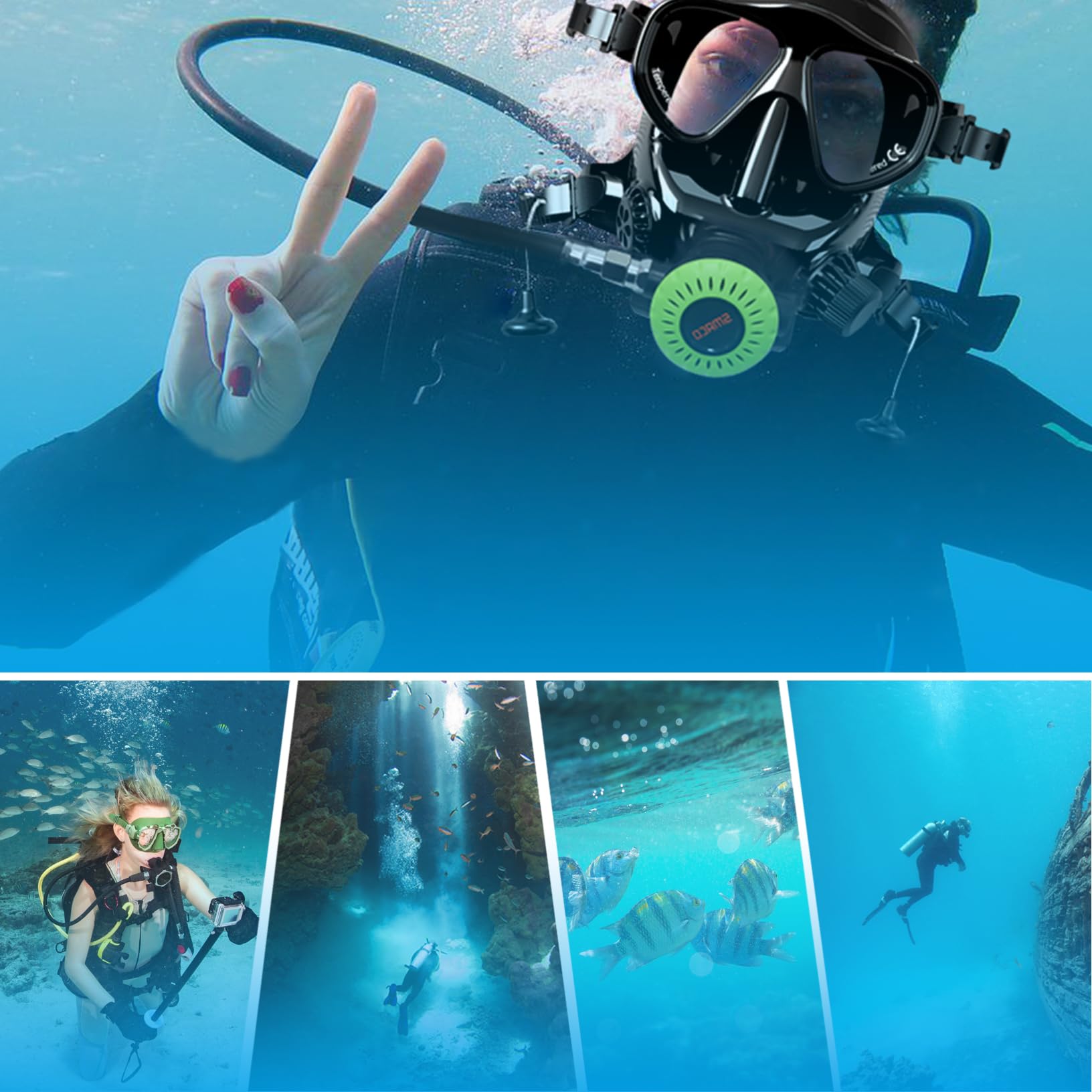 SMACO Kit de Bouteille de Plongée Mini Scuba 1L avec Masque de Plongée Offrant Respiration, Cylindre de Plongée pour la Plongée en Eaux Peu Profondes Pas Plus de 16 ft
