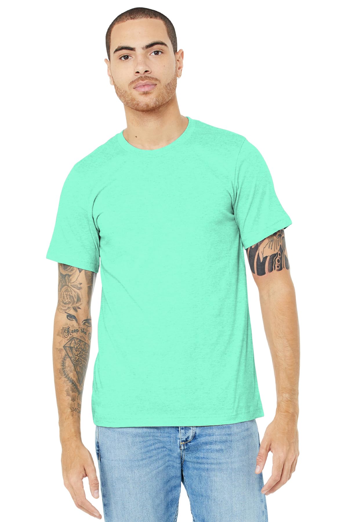 Bella Canvas Adults Unisex Heather CVC T-Shirt (XXL) (Heather Mint)