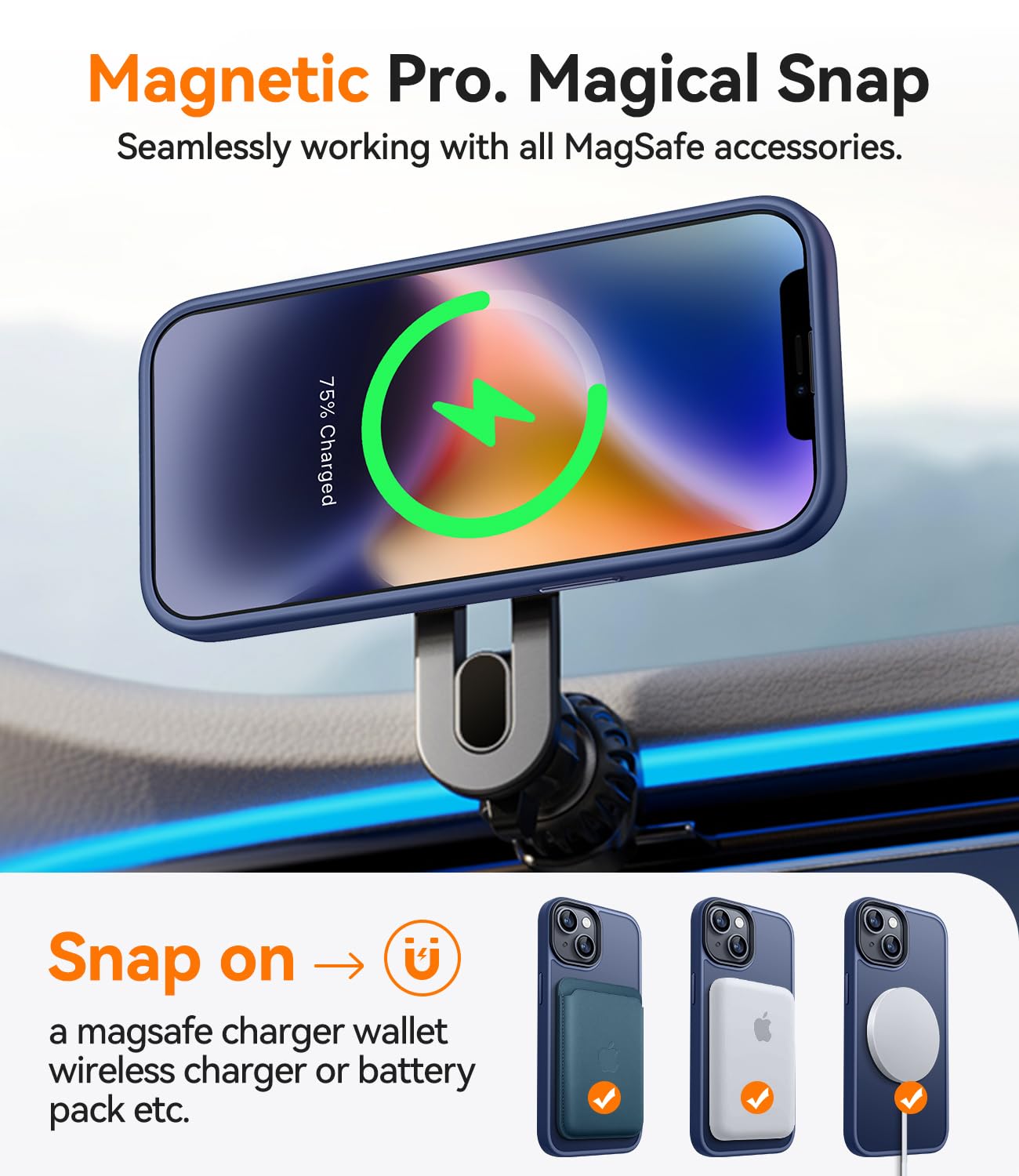 CANSHN Cover Magnetica Opaca per iPhone 13/14, [Compatibile con MagSafe] Custodia Traslucida Opaca Protettiva Sottile Antiurto 6,1 Pollici - Blu Scuro