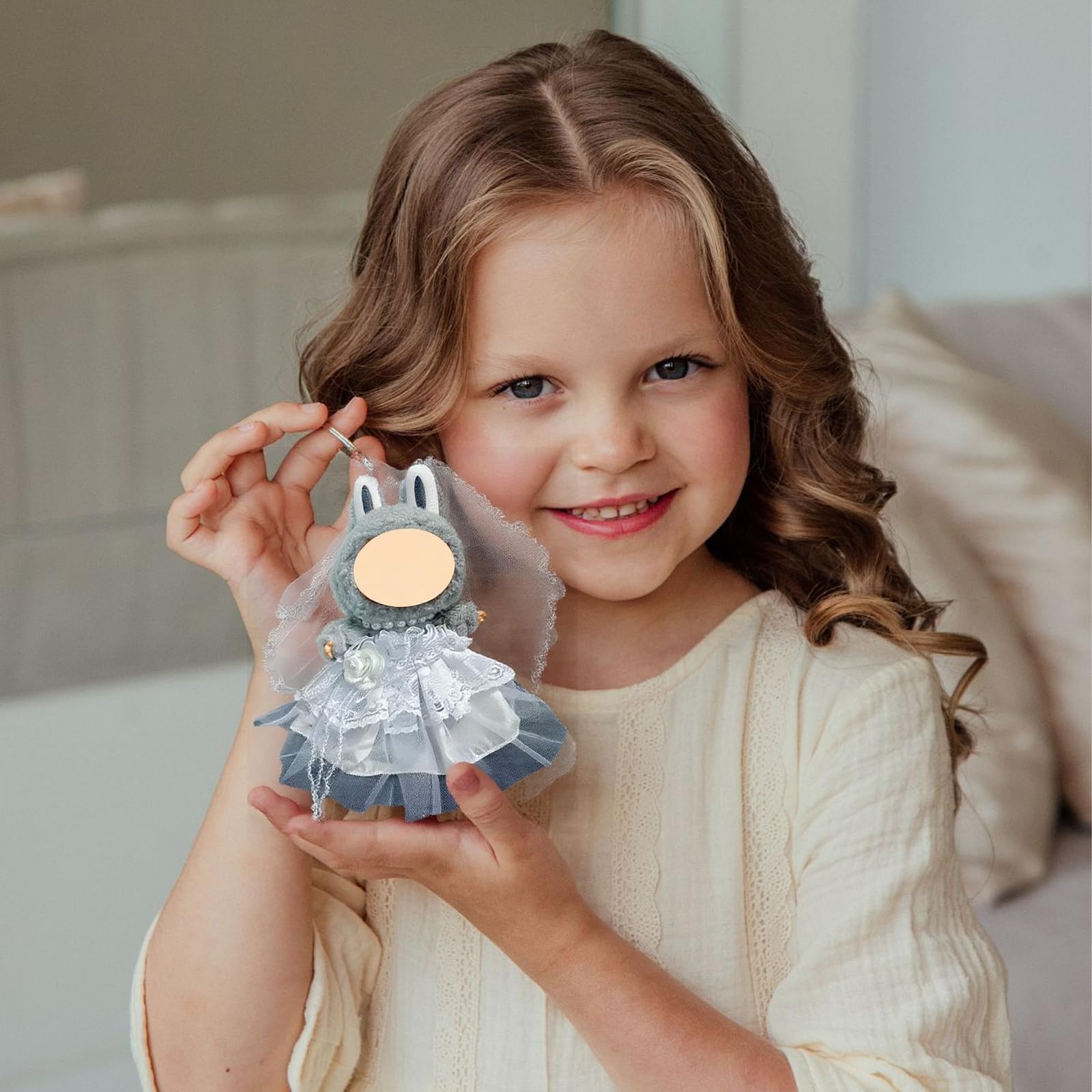 17cm Puppen Hochzeitskleid Set - Elegantes weißes Kleid mit Schleier & Perlenkette 3-teiliges Brautoutfit für Modepuppen (Puppe nicht enthalten)