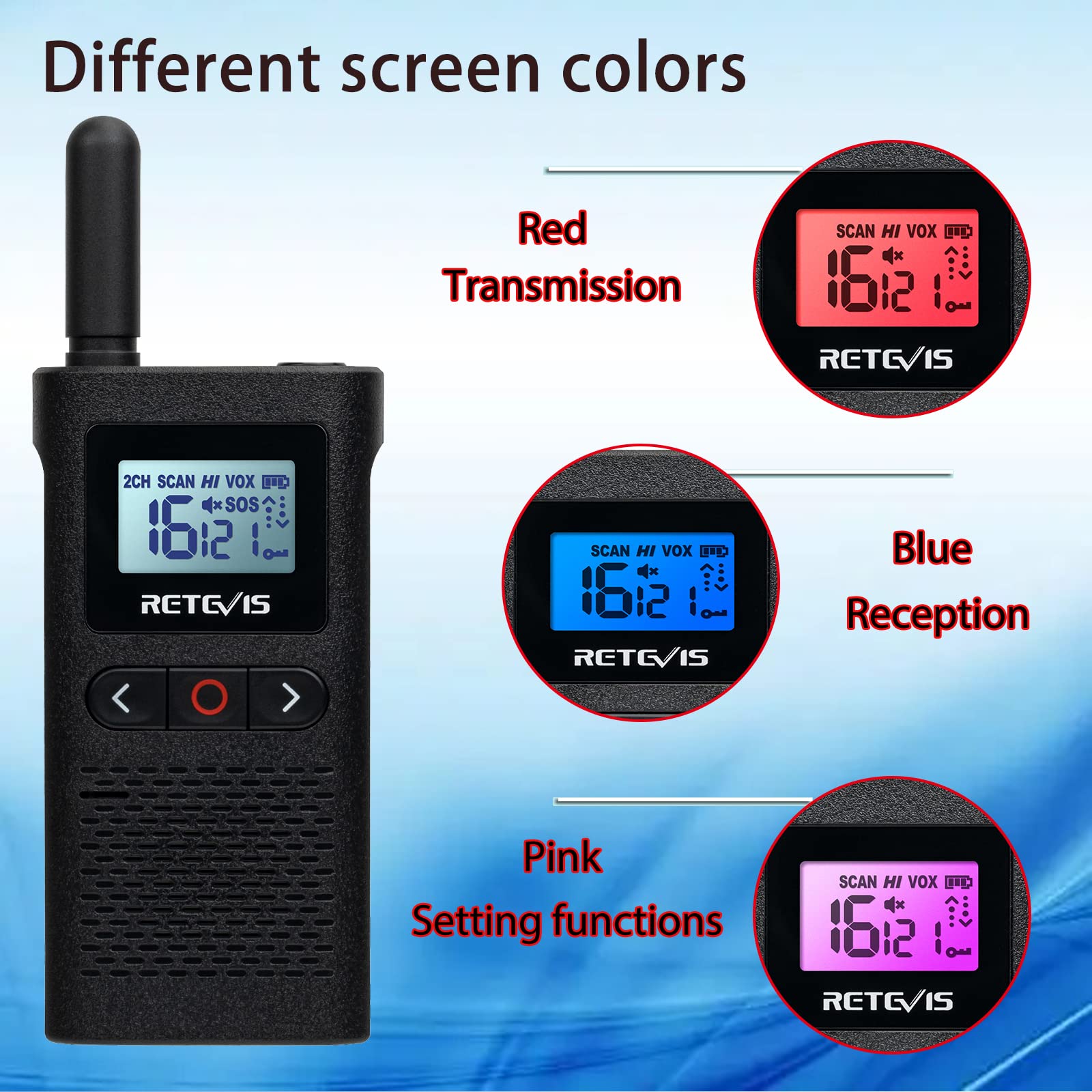 Retevis RB628 Walkie Talkie, Ricetrasmittenti Professionali PMR446 con Auricolare, 1500 mAh, USB-C, VOX Schermo LCD, Walkie-Talkie Professionali per Ristorante, Scuola (4 Pezzi, Nero)