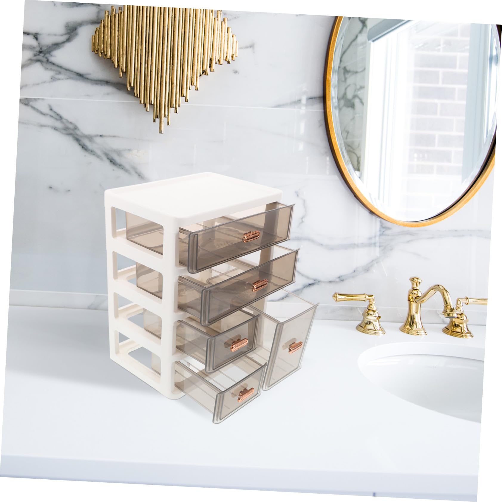 Veemoon Organizer da Scrivania con Cassetti in Plastica Trasparente Contenitore Multiuso per Trucco e Prodotti per Cura della Mobiletto Compatto per Casa e Ufficio Strati Medio