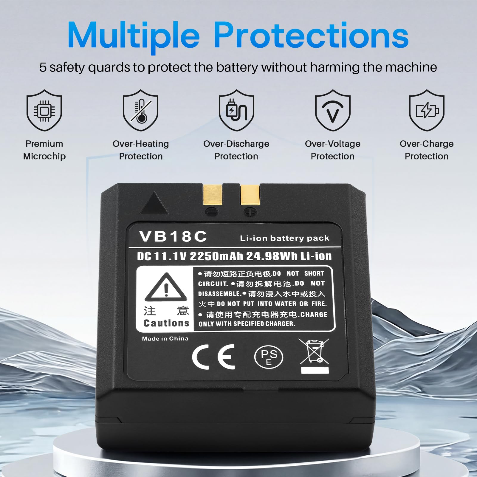 ANTIEE VB18 VB19 Ersatzakku für Go-DOX V850 V850II V860 V860II Speedlite-Blitzgerät 11.1V 2250mAh