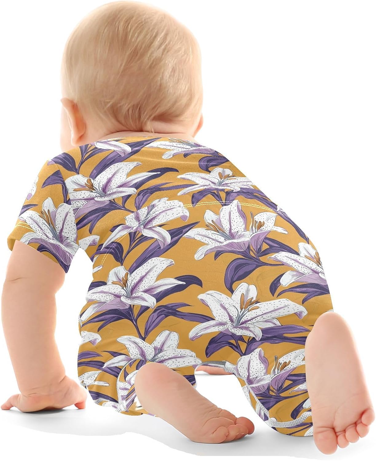 vvfelixl Baby Clothes Hand Drawn Lily Baby Bodysuits Set Unisex Short Sleeve Babys Pants Sets 0-3M