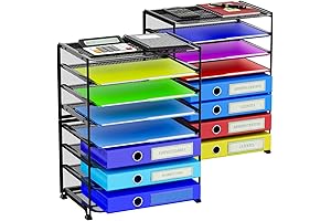 8-Tier Letter Tray Paper Organizer (2-Pack) | Mesh Desk File Organizer