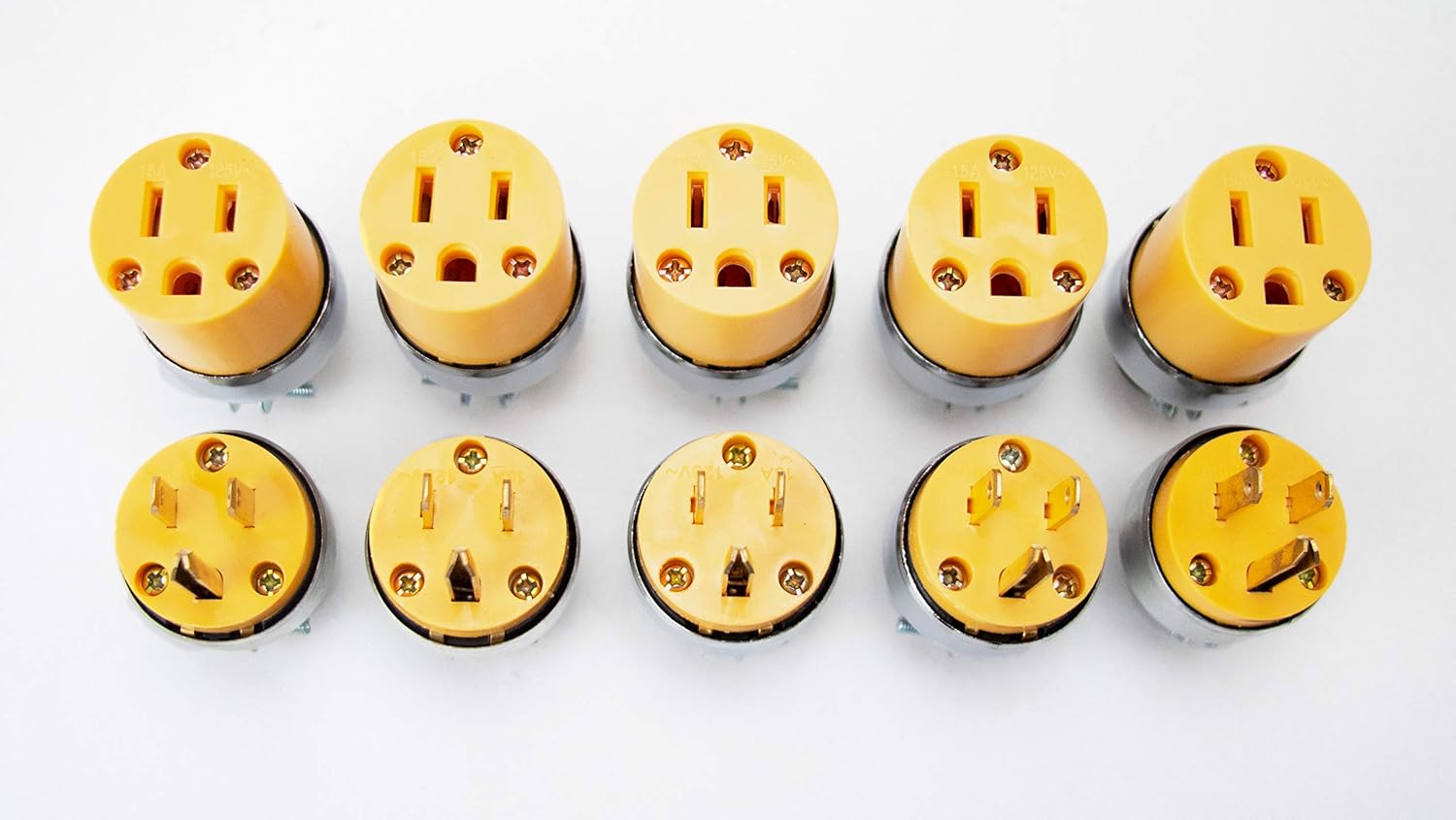 10pc Male & Female Extension Cord Replacement Electrical Plugs 15AMP