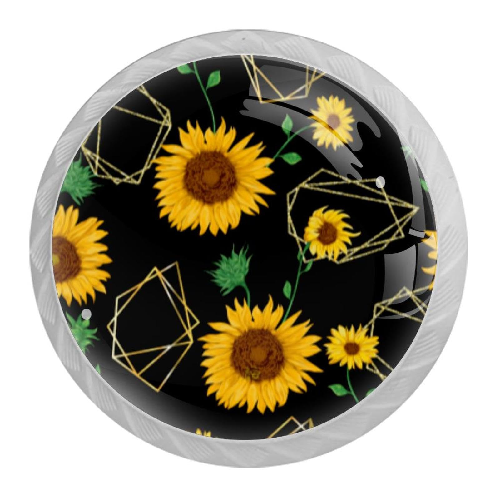 Tqmspg Multi16 4 Pieces Drawer Pulls Sunflowers Door Knobs Dresser Handles For Kitchen Wardrobe Cupboard Hardware Furniture
