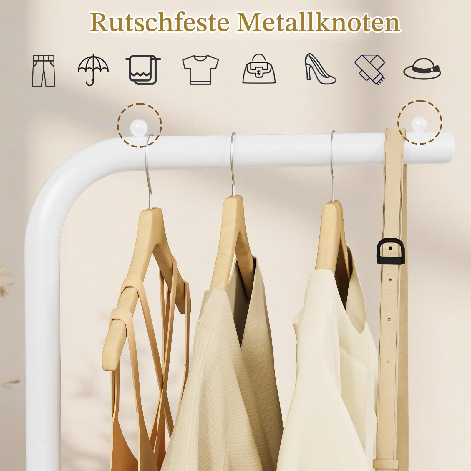 Garderobenständer Freistehend, Offener Kleiderschrank, Weiß