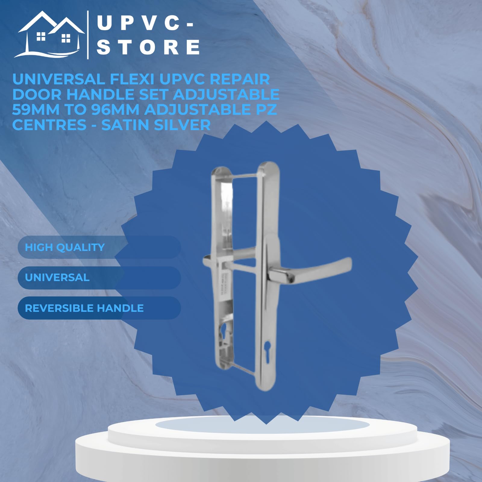 UPVCSTORE Universal Flexi UPVC Door Handle Set, Fully Adjustable PZ Centres (59mm to 96mm) - Image 2