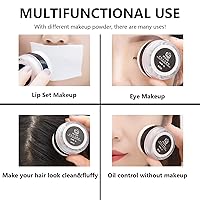 Vista 4 de Botella vacía recargable para champú seco, tamaño de viaje con aplicador de esponja y espejo, recipiente portátil para polvo suelto y rubor