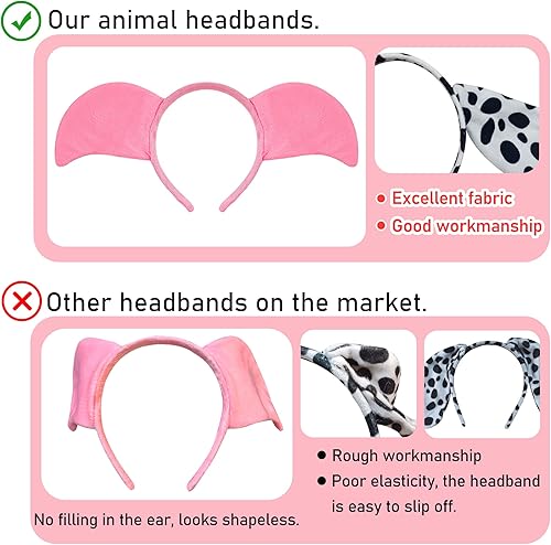 Miniatura 6 de 12 diademas de orejas de animales de granja a granel para niños y adultos, fiesta de cumpleaños