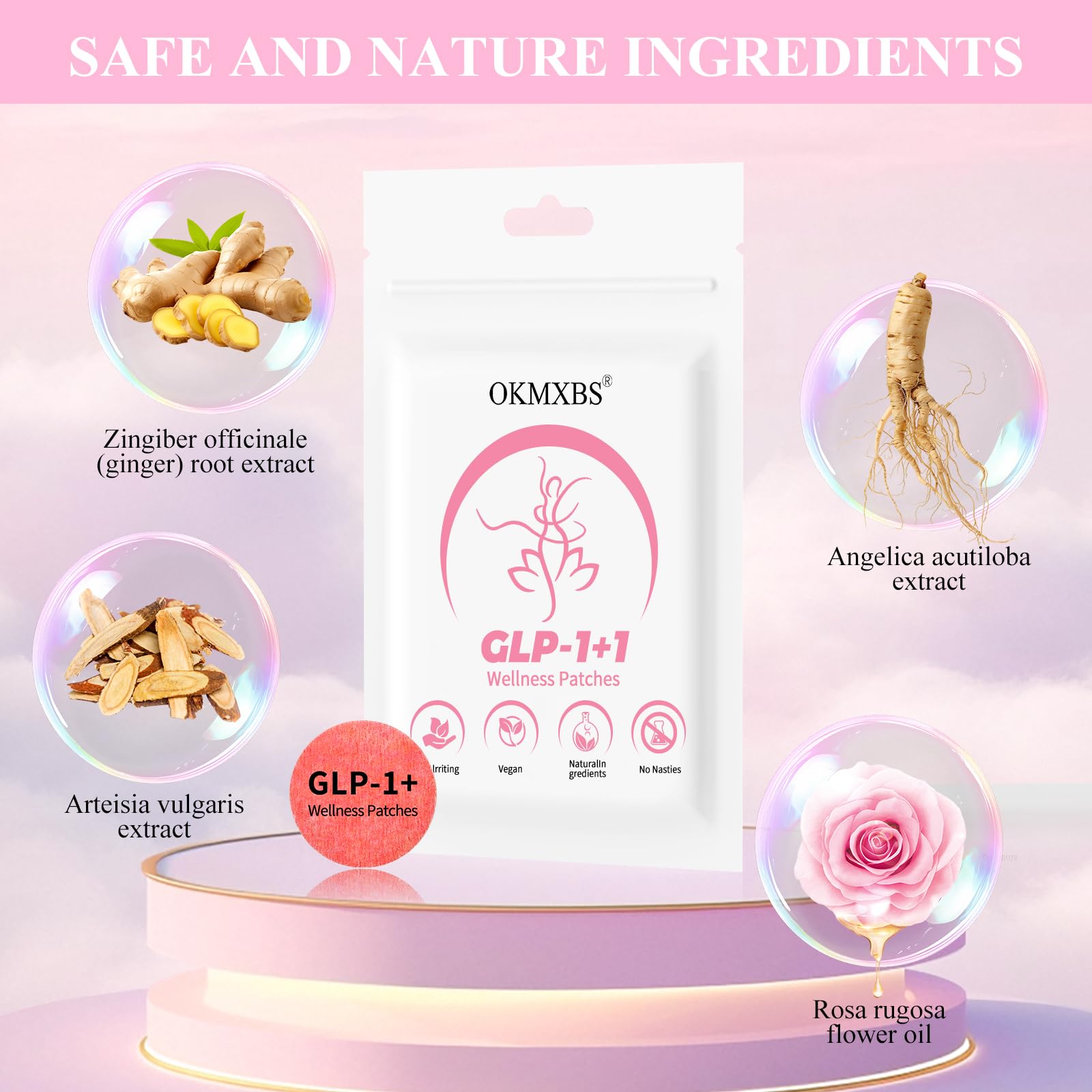 GLP-1 Patch - Natural Ingredients,8-Hour Long-Lasting Formula Support,Suitable for Men and Women's Body Care Patches,Can be Applied to Various Parts of The Body (60PCS)