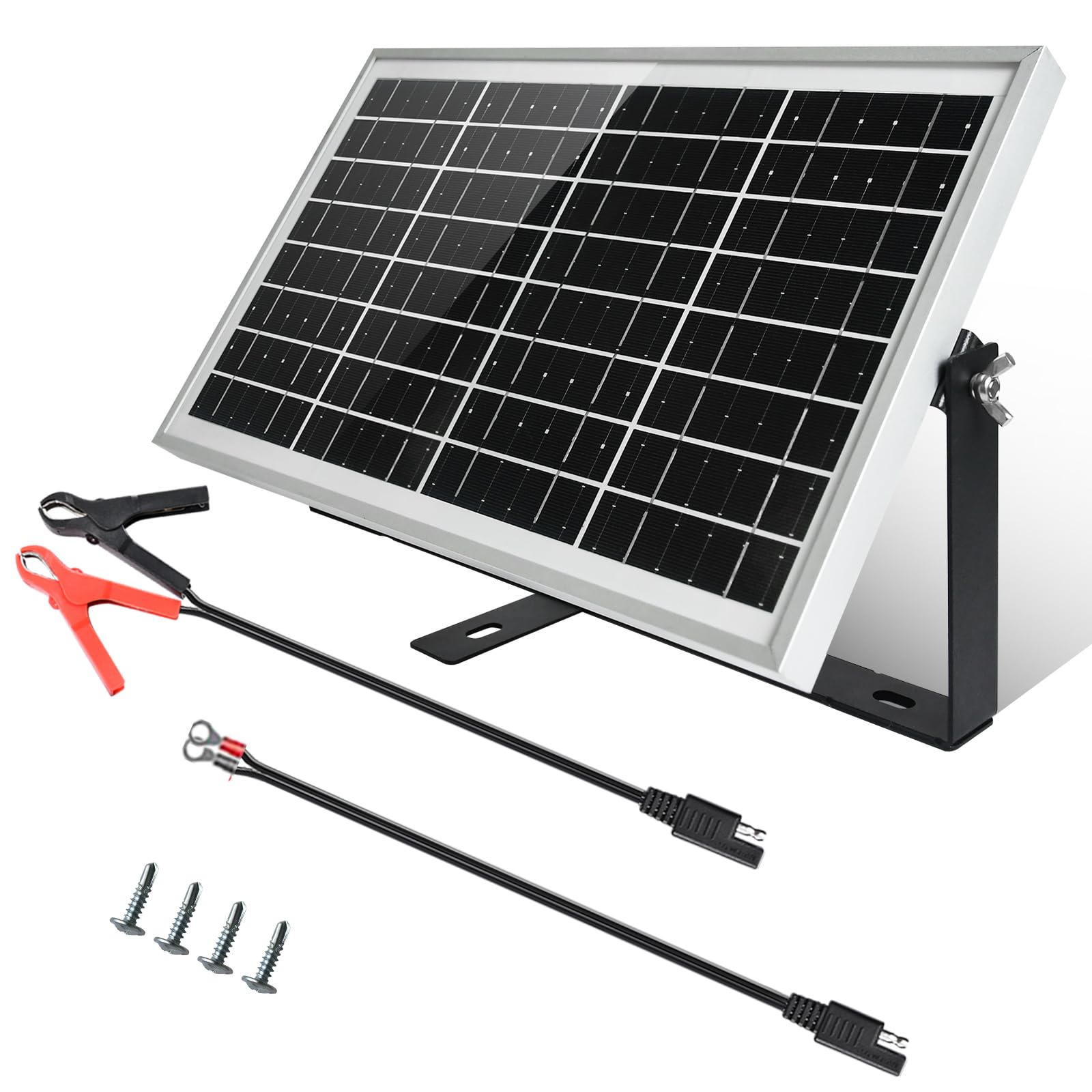 ECO-WORTHY Kit de panel solar monocristalino de 10 W, 12 V, cargador solar para carga de mantenimiento, módulo solar de 10 W, regulador de carga solar, cable solar para baterías de 12 V, caravana