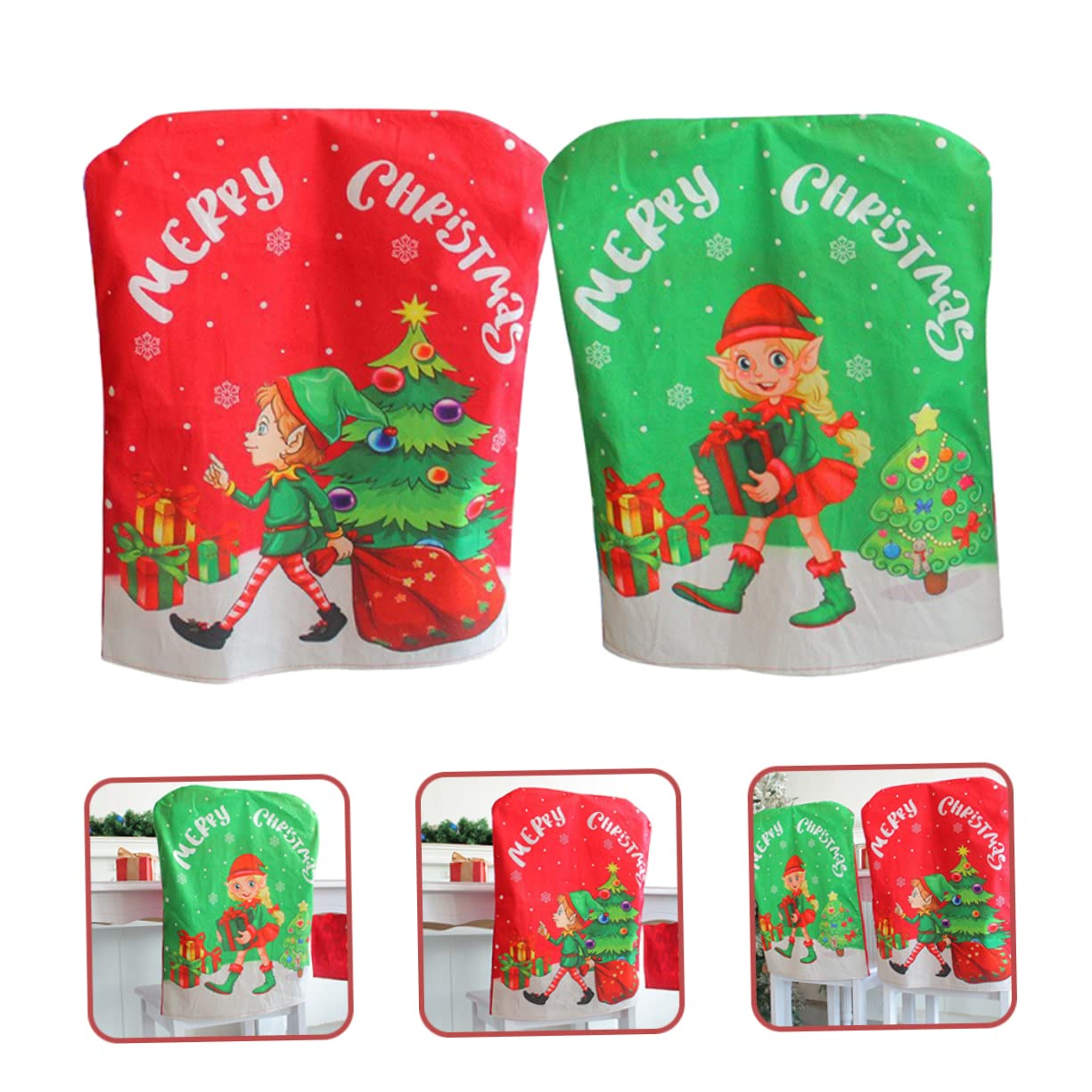PRETYZOOM 2 Juegos De Fundas para Sillas con Temática Navideña Tradicional para Decoración De Comedor Y Cocina (2 Unidades)
