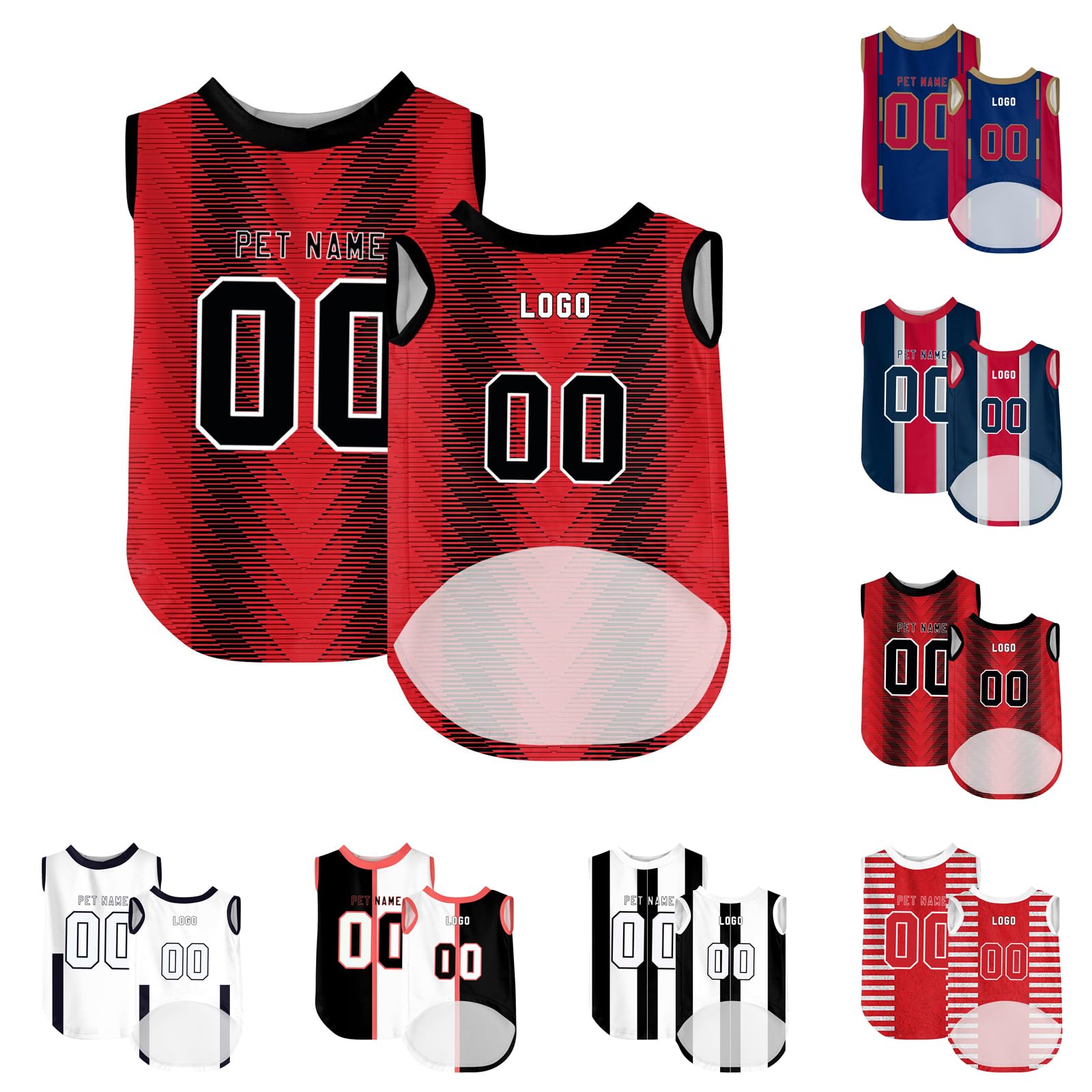 Custom Football Dog T-Shirt | Sporty Pet Jersey Vest With Digital Print For Small, Medium & Large Dogs | Lightweight Polyester Pet Clothing With Name, Number & Team Designs (Style 4)