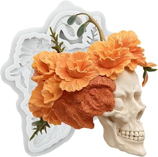 Lingzhi Halloween Fondant Molds Skull Silicone Mold for Cake Decoration Cupcake Topper Chocolate Candy Sugar Gum Paste Polymer Clay